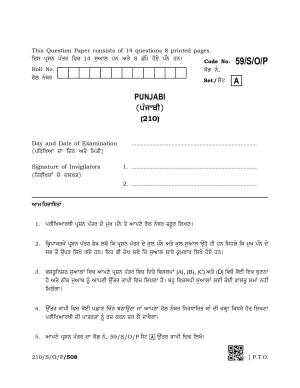 NIOS October 2019 Class 10 Punjabi Question Paper