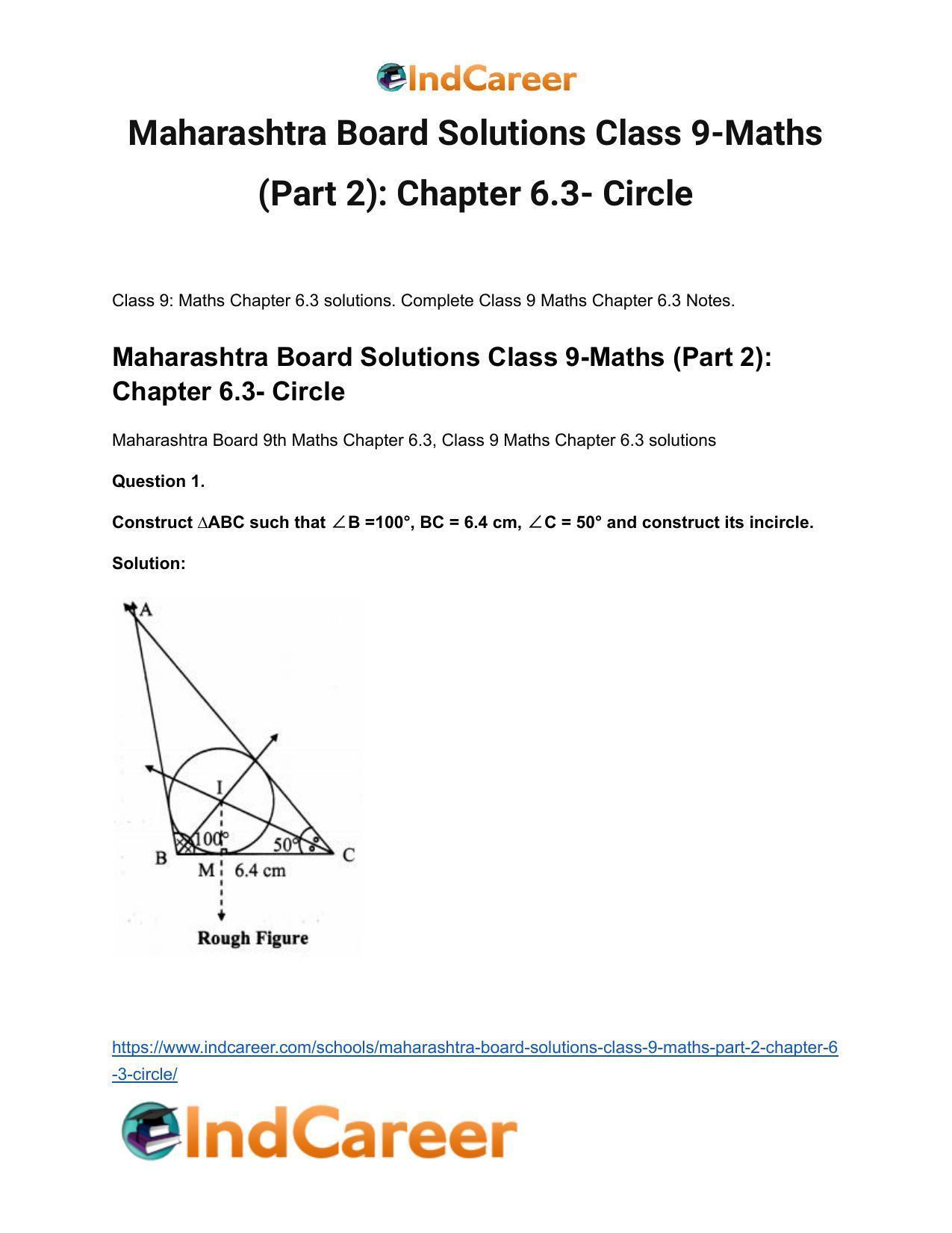 Maharashtra Board Solutions Class 9-Maths (Part 2): Chapter 6.3- Circle - Page 2
