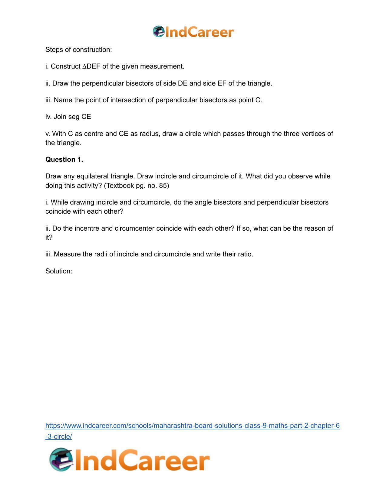 Maharashtra Board Solutions Class 9-Maths (Part 2): Chapter 6.3- Circle - Page 10