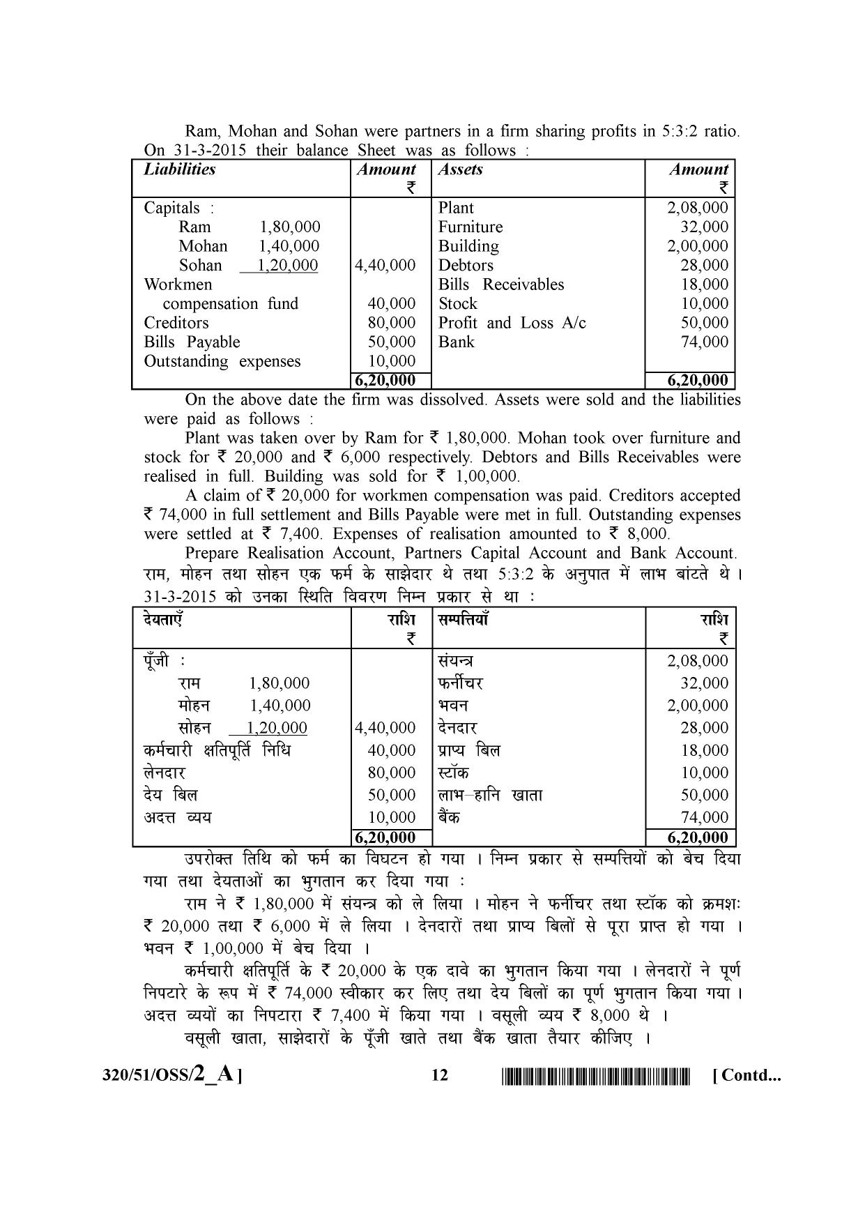 NIOS October 2015 Class 12 Accountancy Question Paper - Page 12