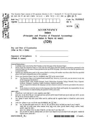 NIOS October 2015 Class 12 Accountancy Question Paper