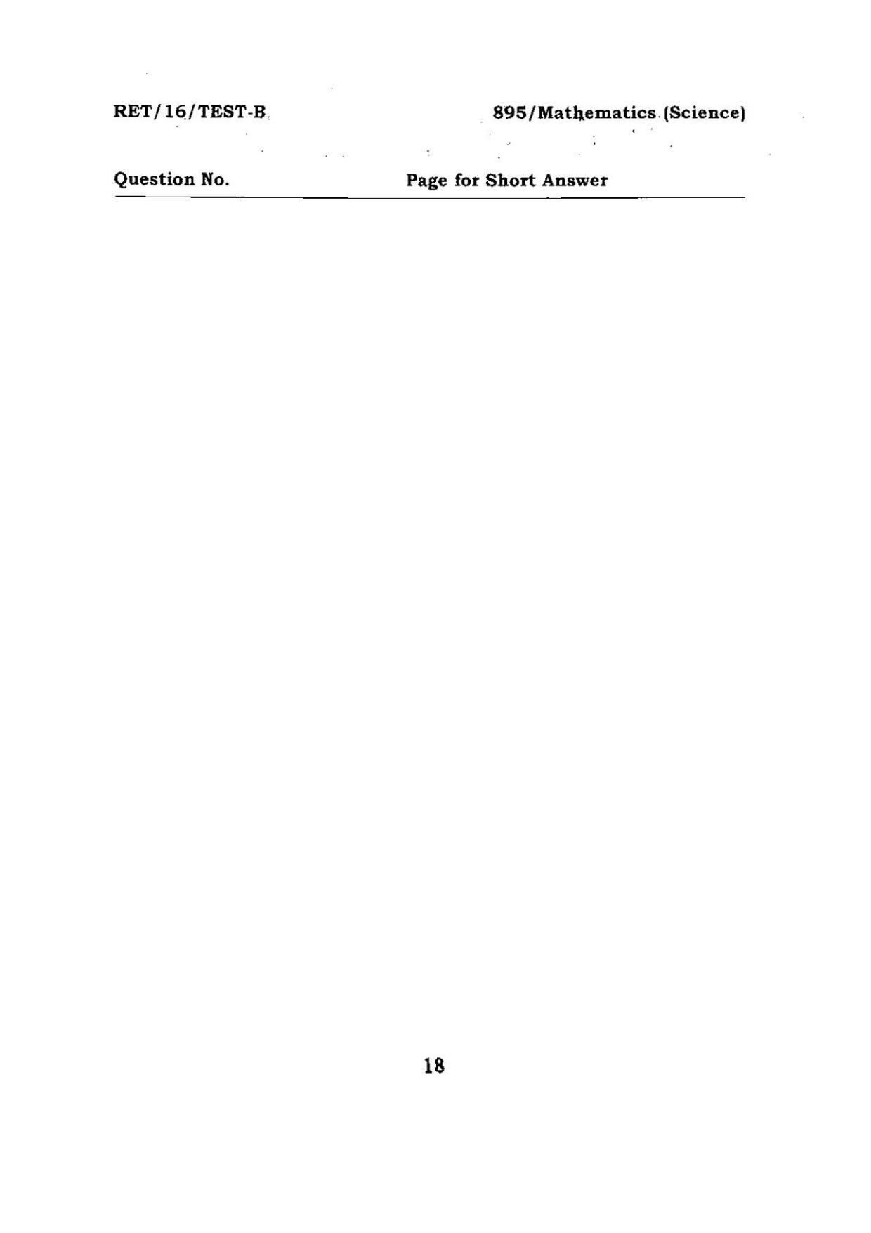 BHU RET Mathematics (Science) 2016 Question Paper  - Page 18