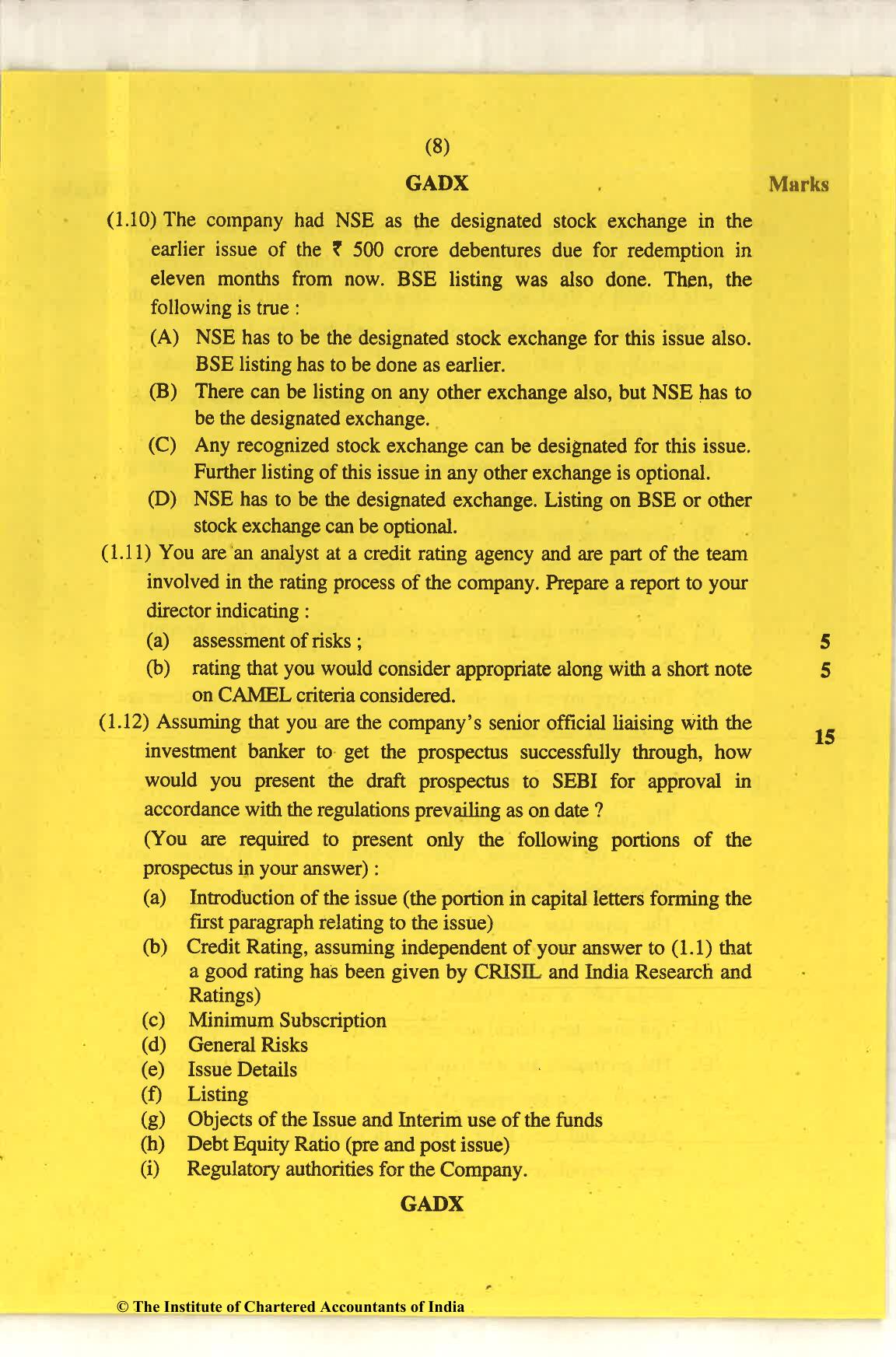 CA Final Nov 2018 Question Paper - Paper 6B – Financial Services and Capital Markets - Page 8