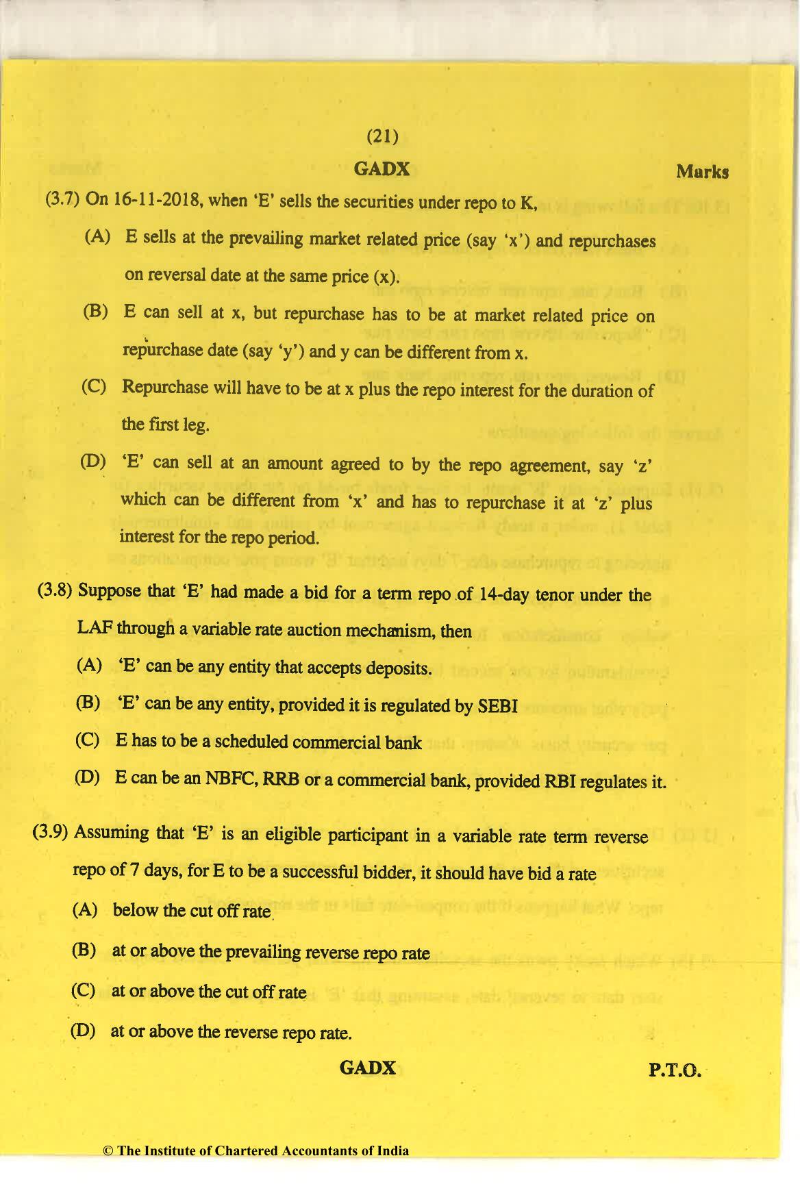 CA Final Nov 2018 Question Paper - Paper 6B – Financial Services and Capital Markets - Page 21
