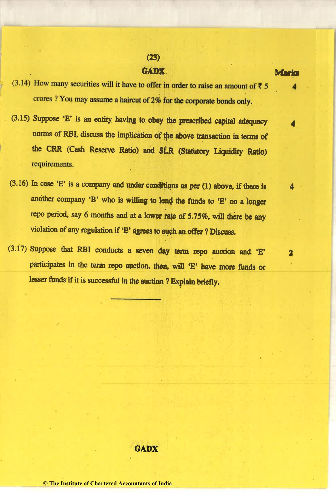 CA Final Nov 2018 Question Paper - Paper 6B – Financial Services and Capital Markets - Page 23