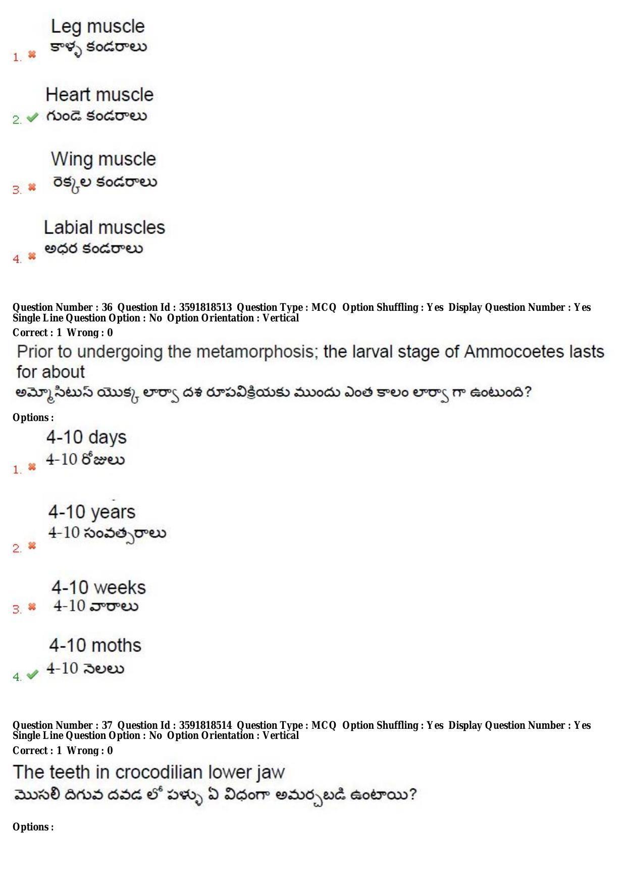 TS CPGET 2018 M.Sc. Zoology Question Paper with Answer Key - Page 20