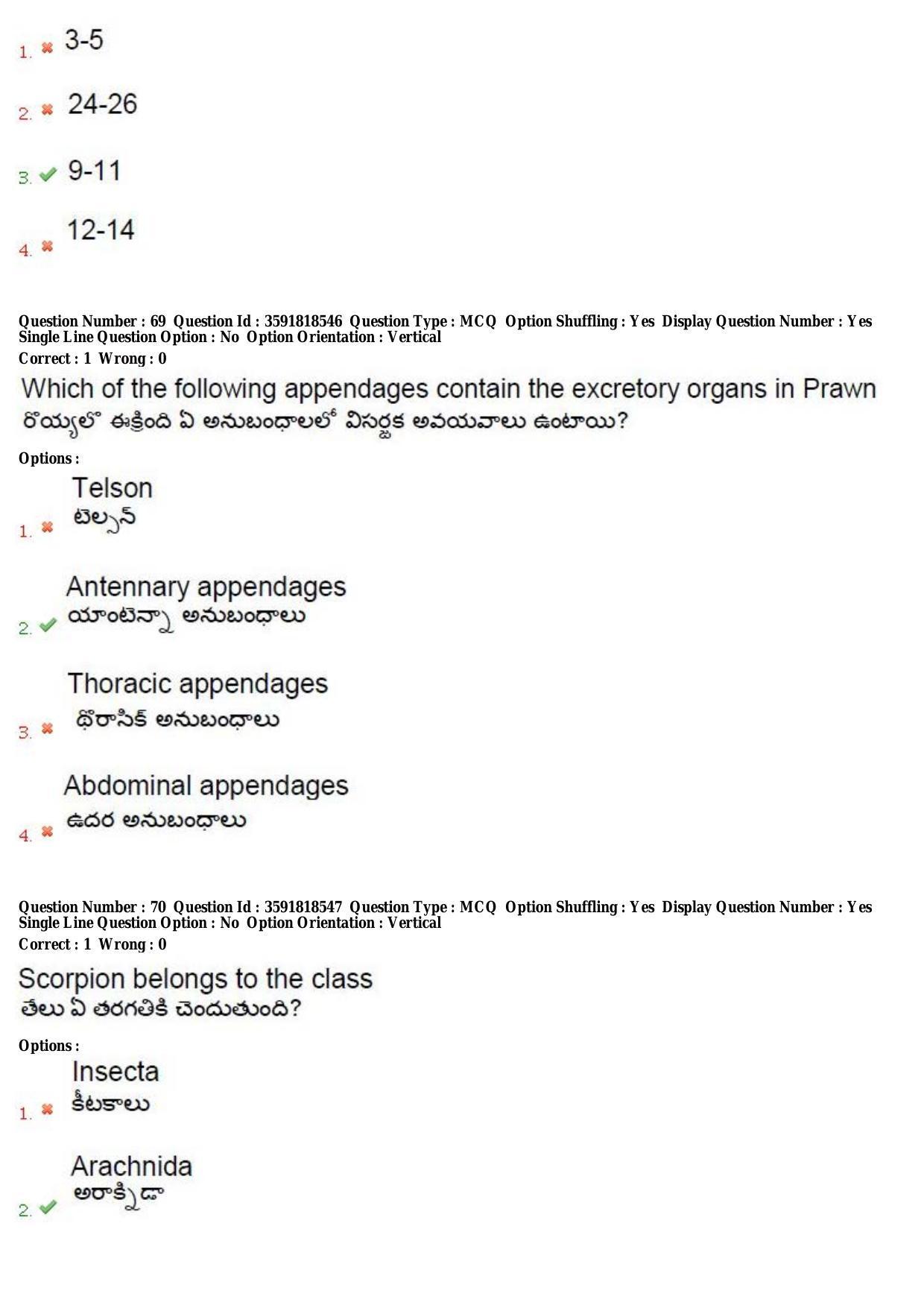TS CPGET 2018 M.Sc. Zoology Question Paper with Answer Key - Page 37