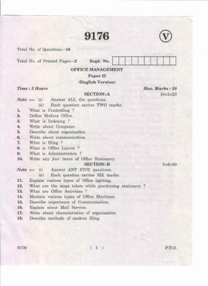 AP Inter 2nd Year Office Management-II May-2019-Vocational Question Paper
