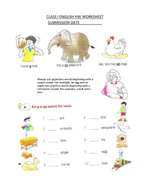 Worksheet for Class 1 English Assignment 62