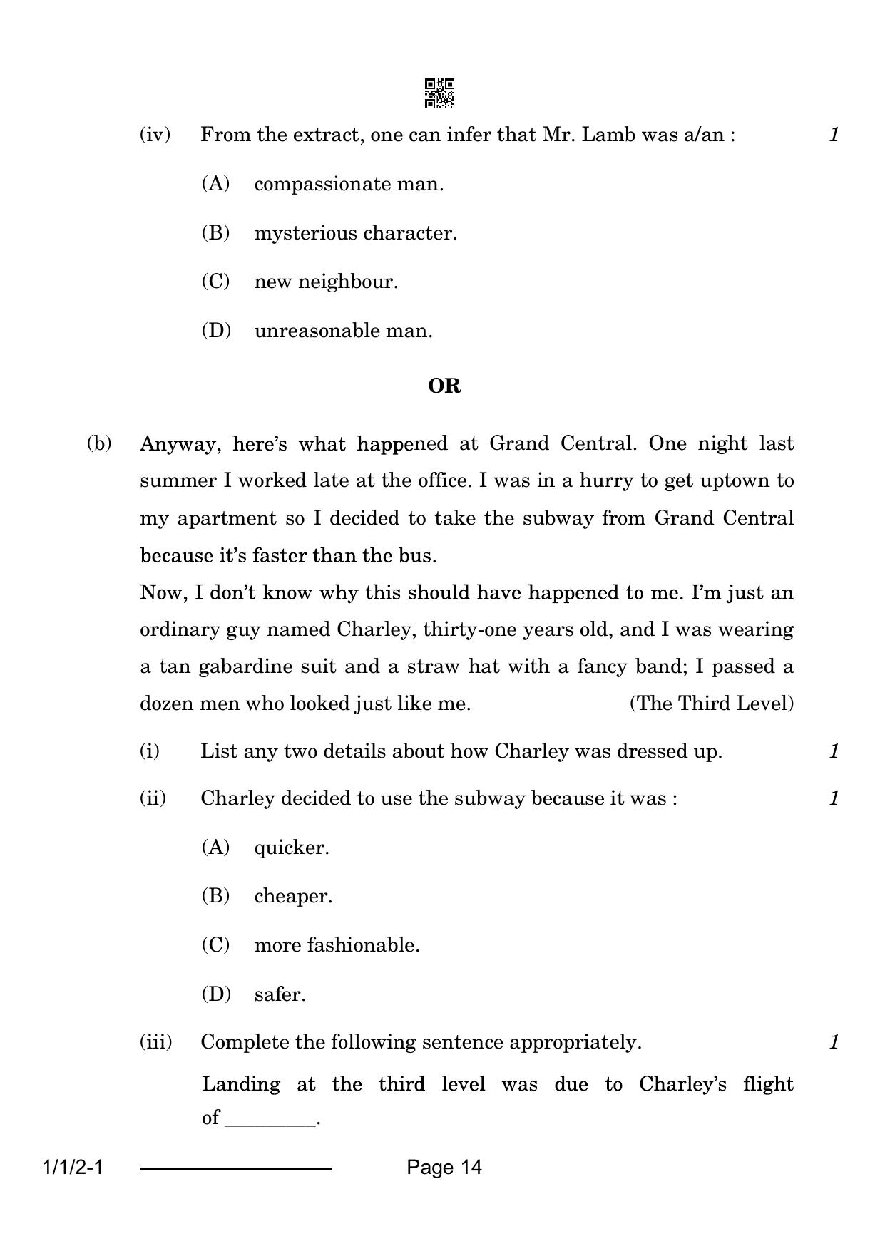 CBSE Class 12 1-1-2 English Core 2024 Question Paper - Page 14