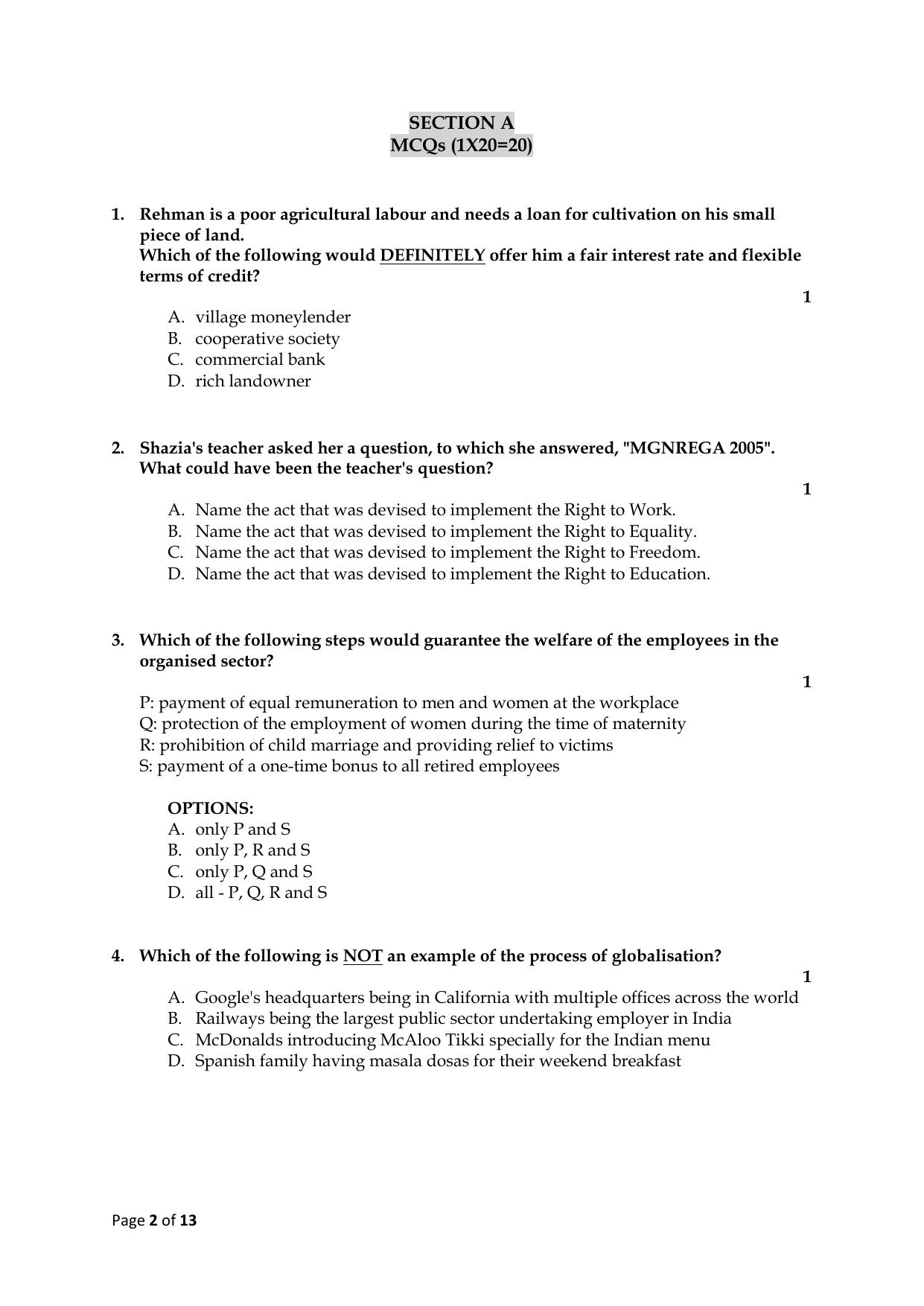 CBSE Class 10 Social Science Practice Questions 2022-23 - Page 2