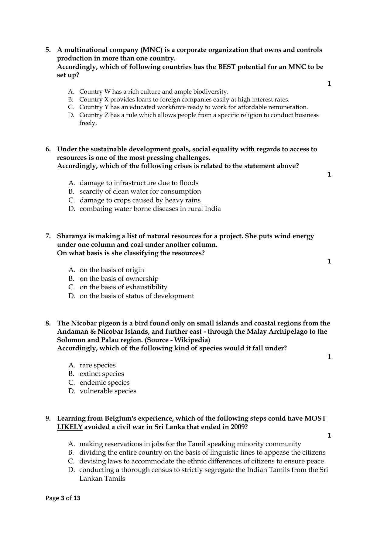 CBSE Class 10 Social Science Practice Questions 2022-23 - Page 3