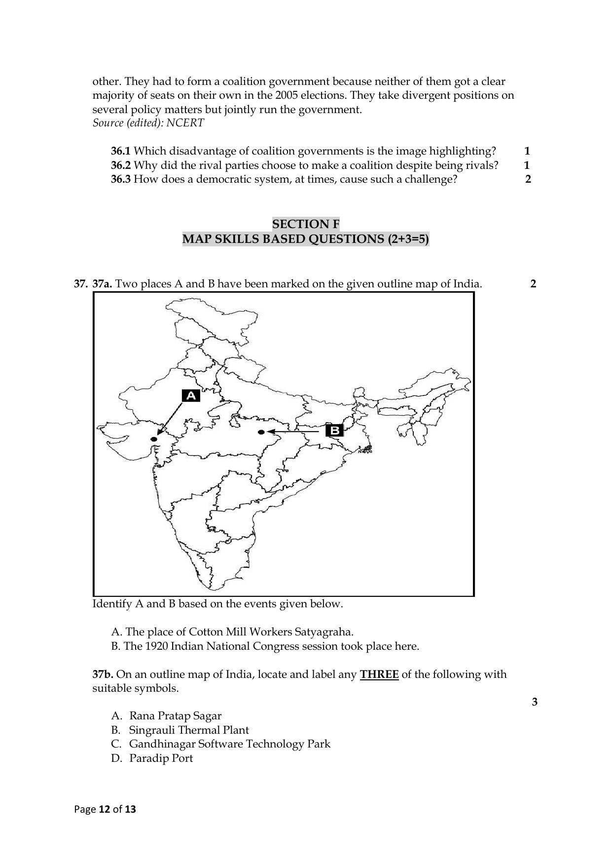 CBSE Class 10 Social Science Practice Questions 2022-23 - Page 12