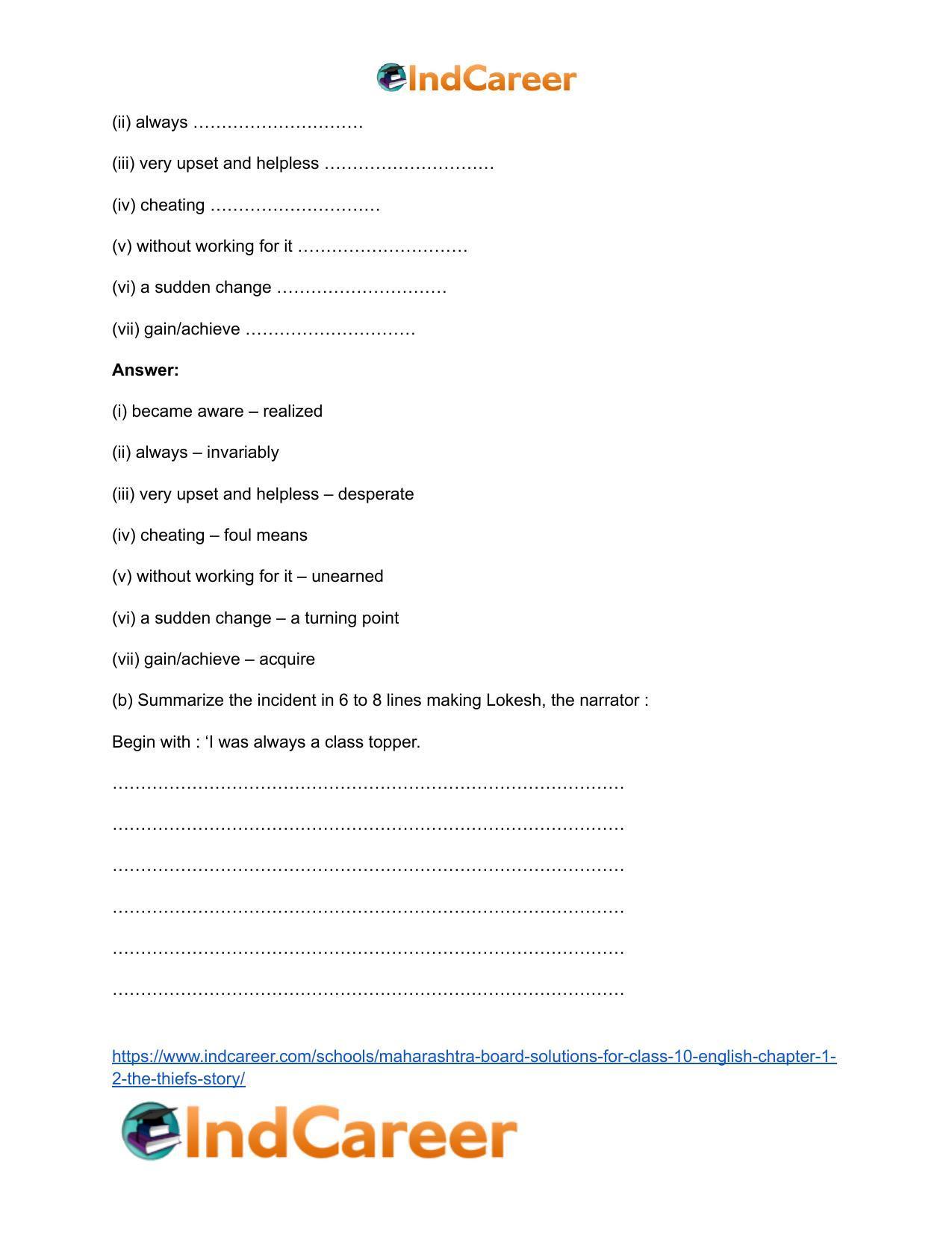 Maharashtra Board Solutions for Class 10- English: Chapter 1.2- The Thief’s Story - Page 3