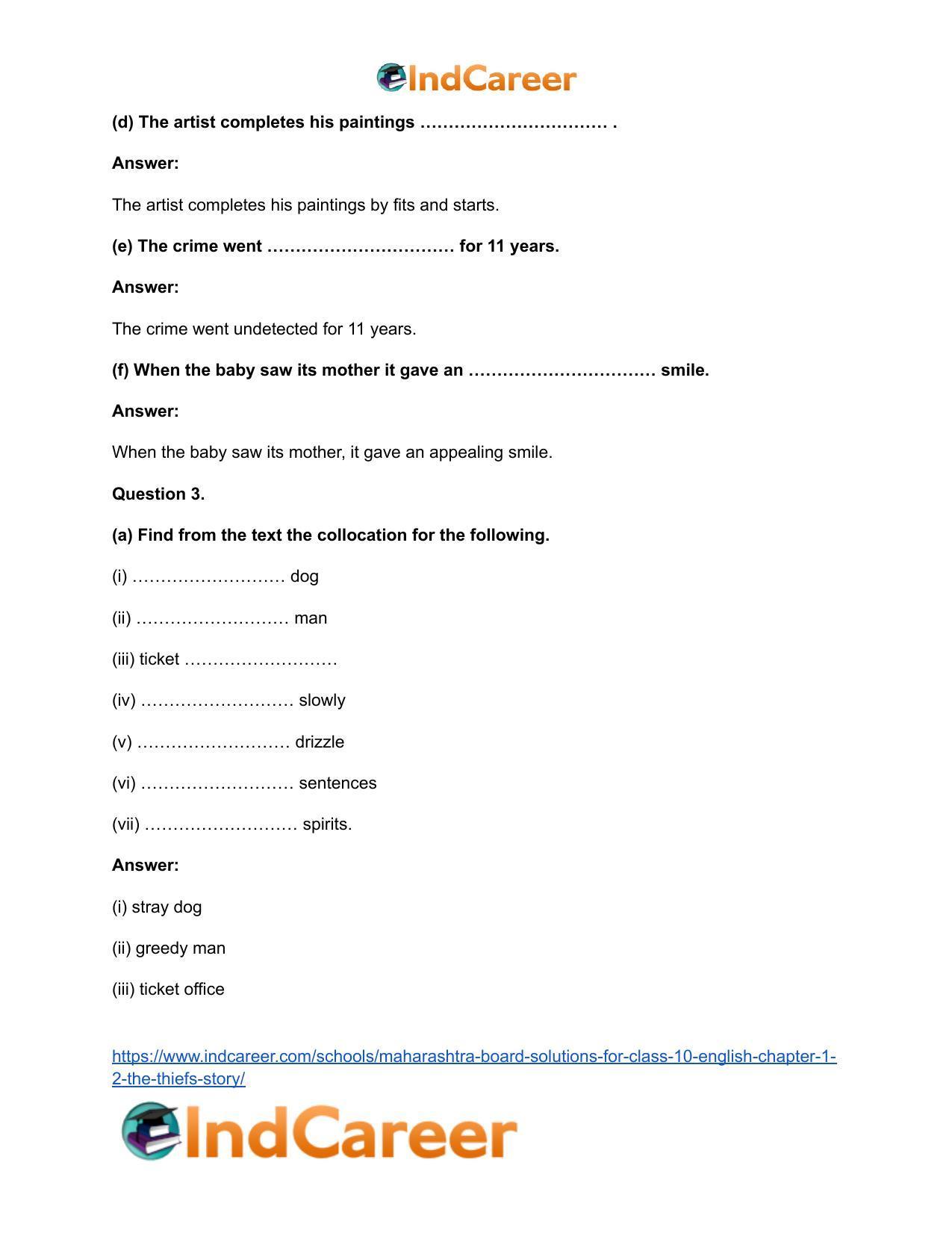 Maharashtra Board Solutions for Class 10- English: Chapter 1.2- The Thief’s Story - Page 6