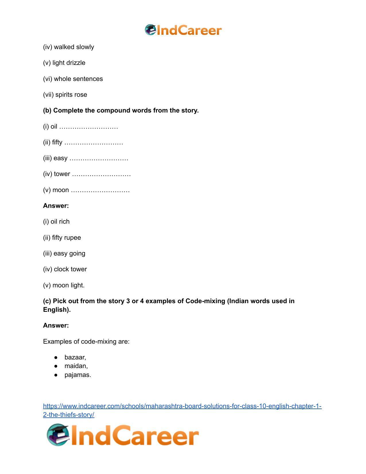 Maharashtra Board Solutions for Class 10- English: Chapter 1.2- The Thief’s Story - Page 7
