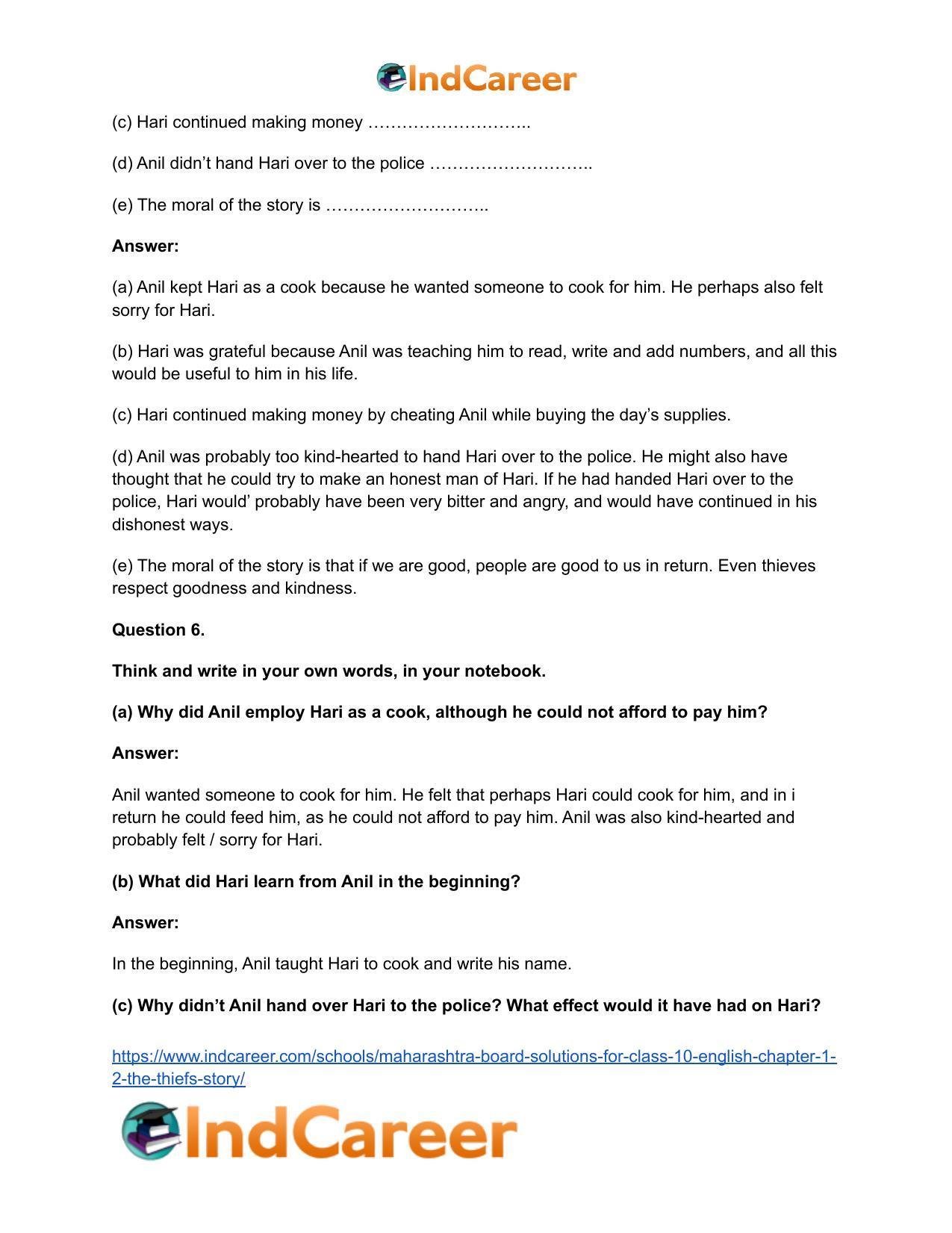 Maharashtra Board Solutions for Class 10- English: Chapter 1.2- The Thief’s Story - Page 9