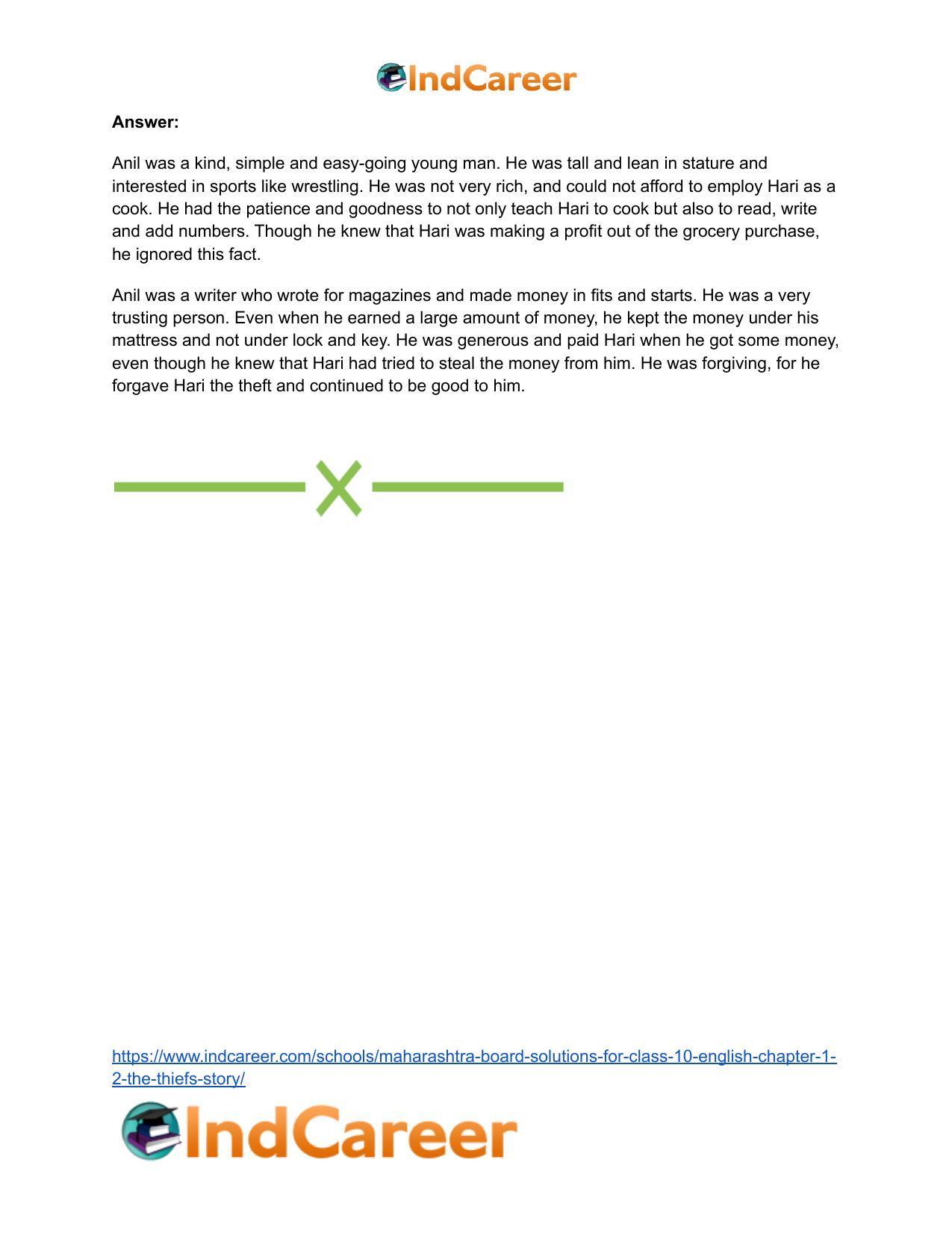 Maharashtra Board Solutions for Class 10- English: Chapter 1.2- The Thief’s Story - Page 24