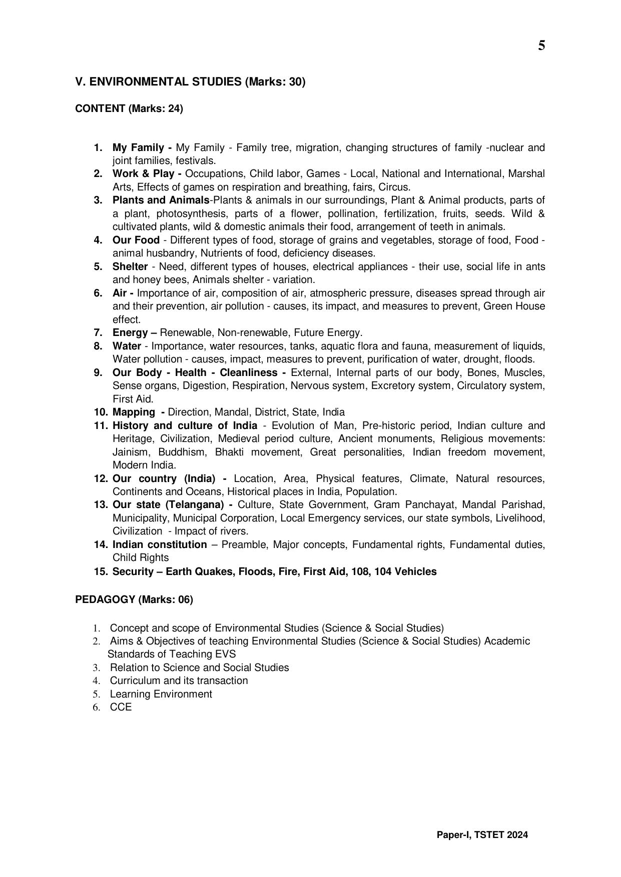 TS TET Syllabus - Paper-I (Telugu) - Page 5