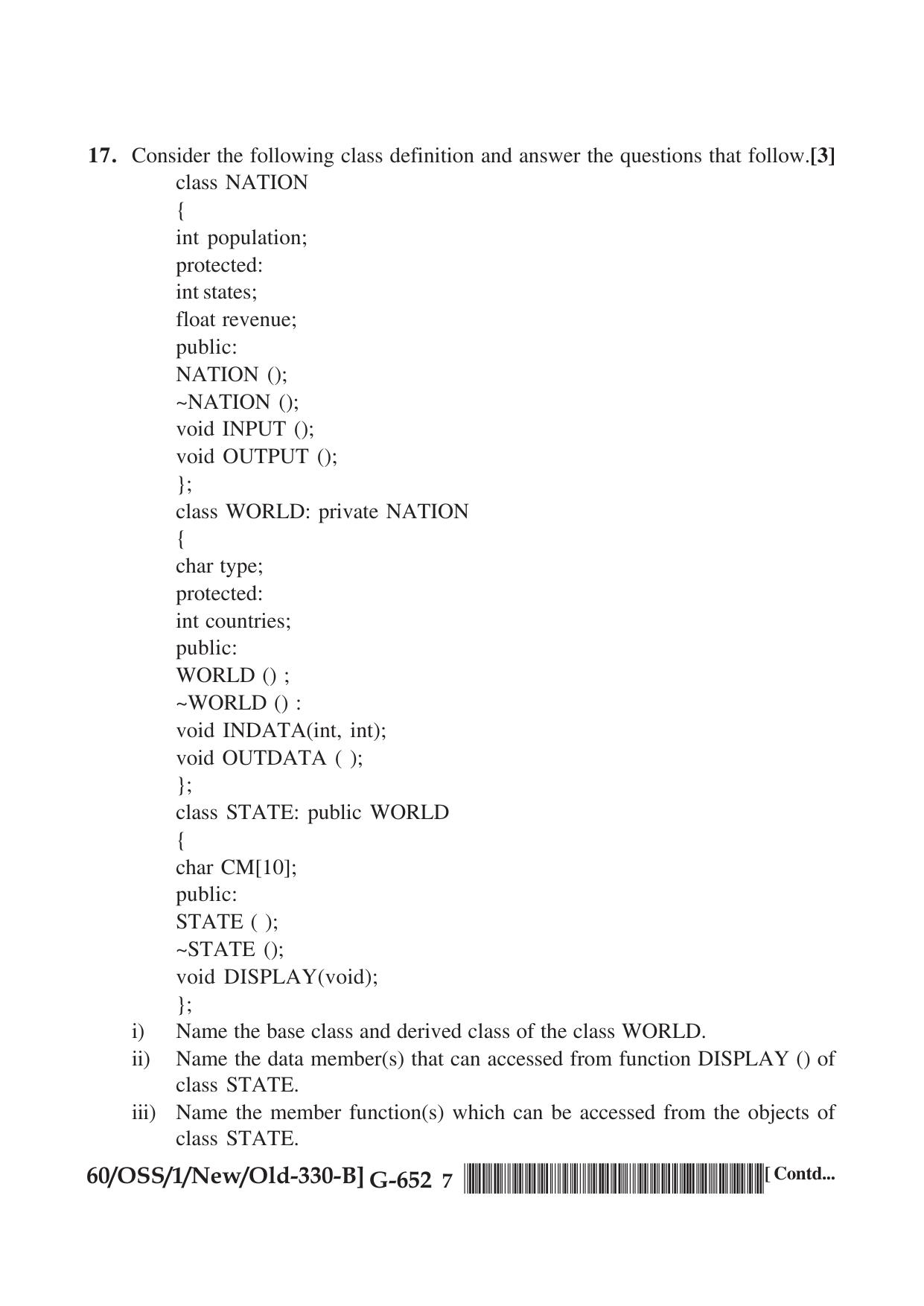 NIOS Jan-Feb 2021 Class 12 Computer Science (SET B) Question Paper - Page 7