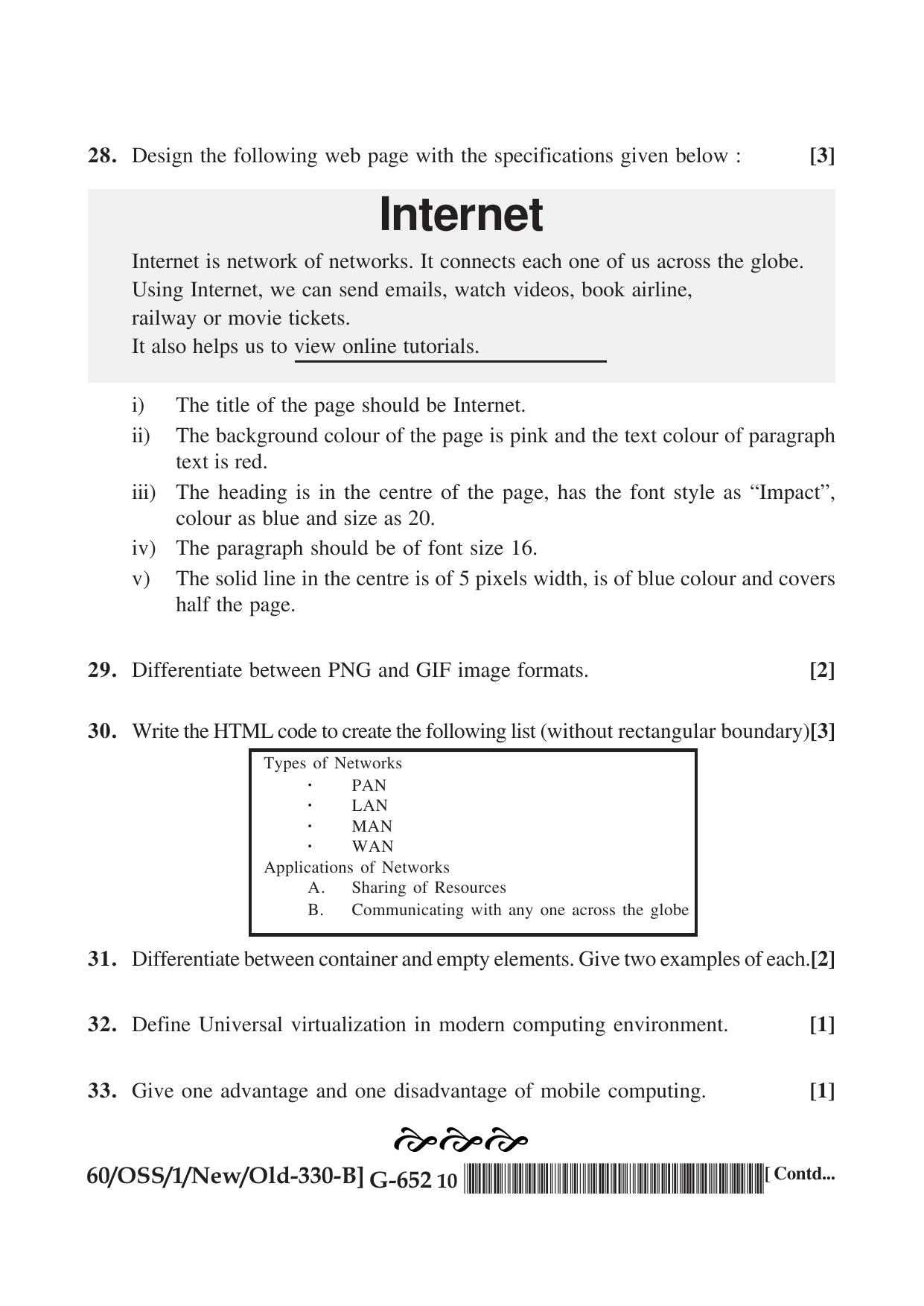 NIOS Jan-Feb 2021 Class 12 Computer Science (SET B) Question Paper - Page 10