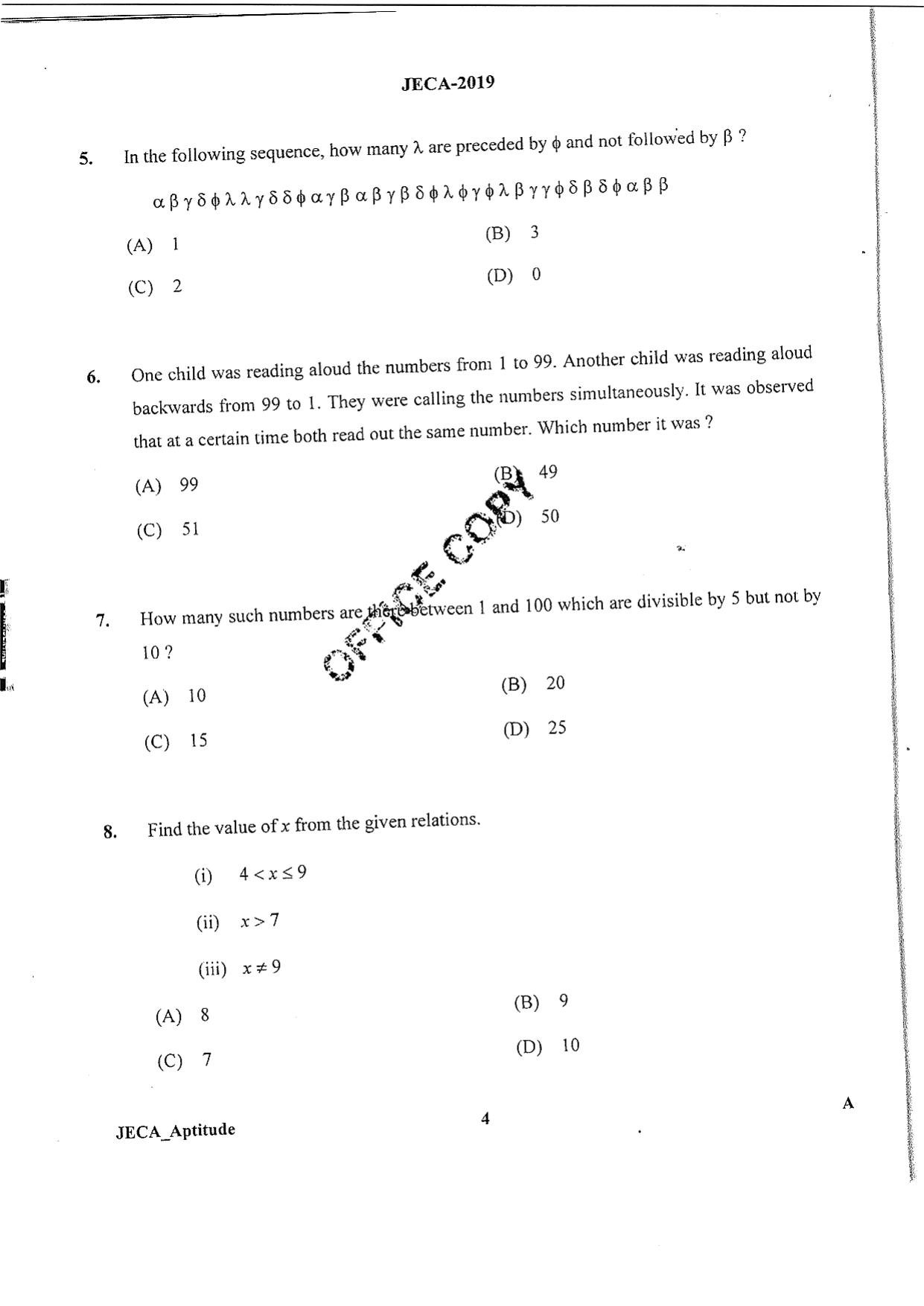 WB JECA 2019 Aptitude Question Paper - Page 4