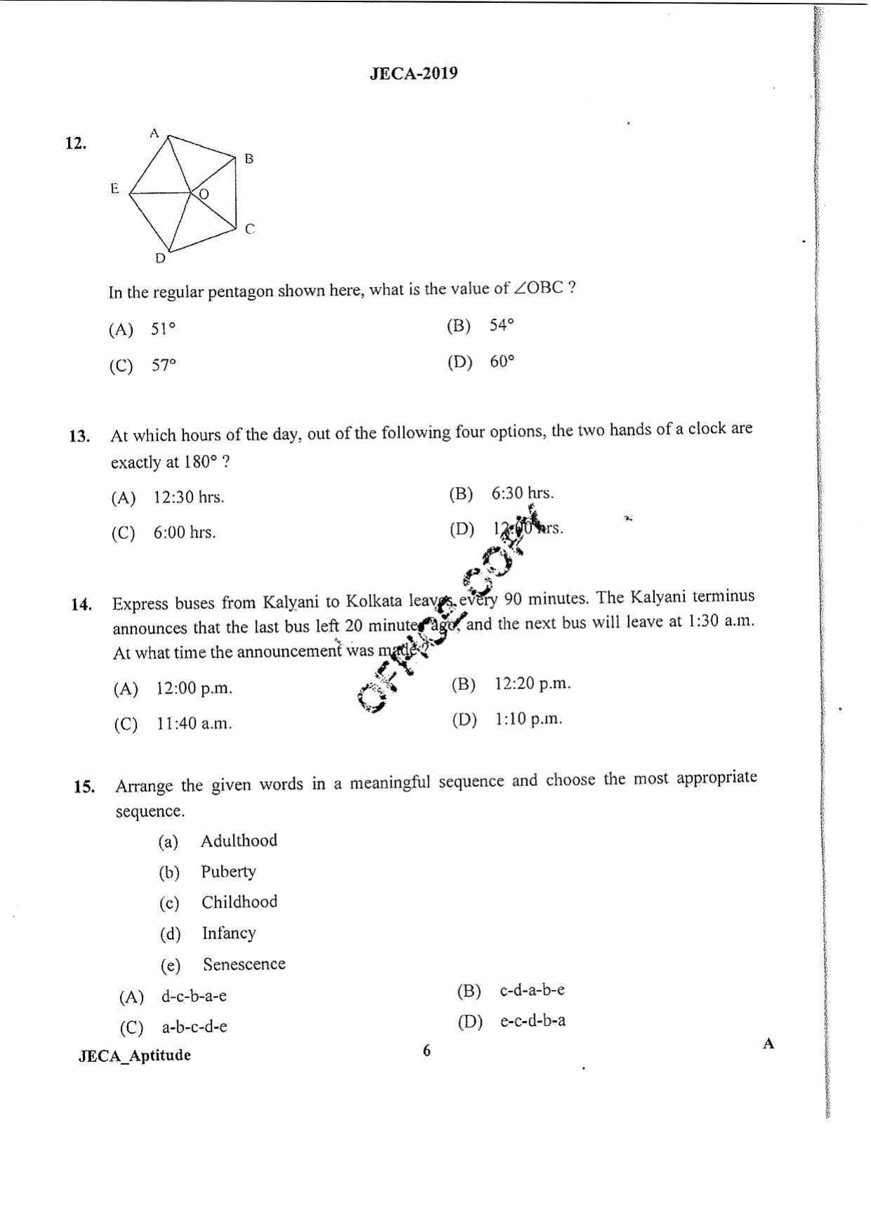 WB JECA 2019 Aptitude Question Paper - Page 6