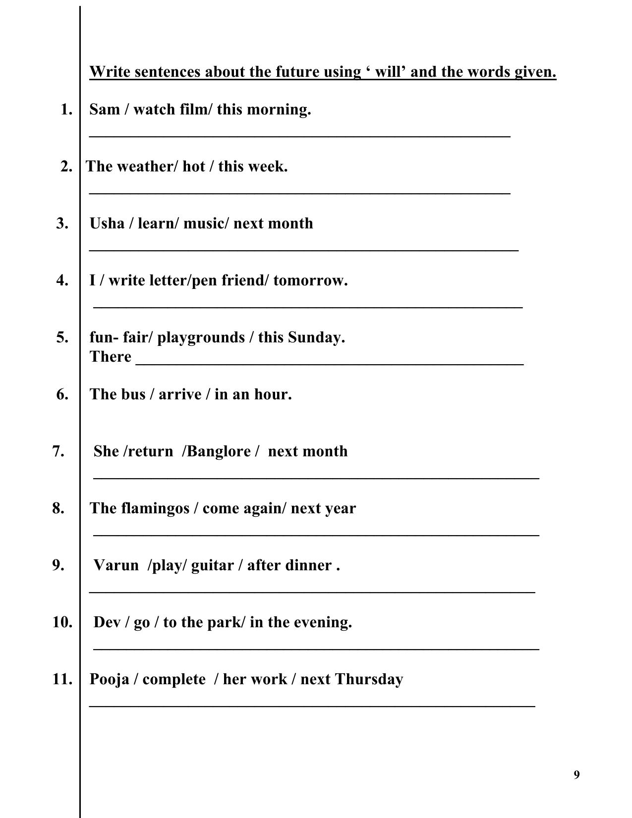 Worksheet for Class 2 English Assignment 73 Prepositions - Page 9