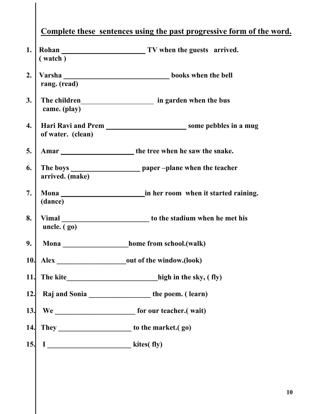 Worksheet for Class 2 English Assignment 73 Prepositions - Page 10