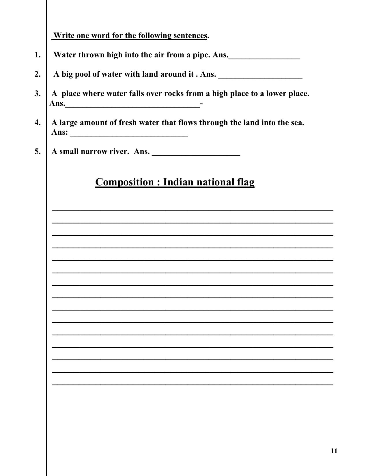 Worksheet for Class 2 English Assignment 73 Prepositions - Page 11