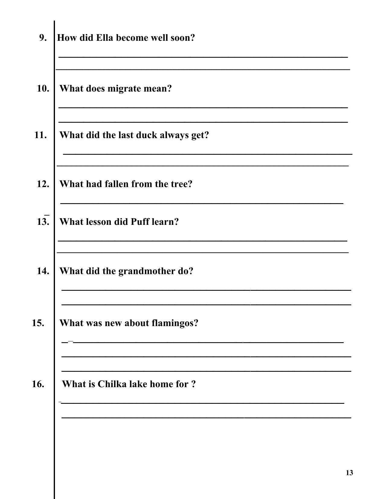 Worksheet for Class 2 English Assignment 73 Prepositions - Page 13