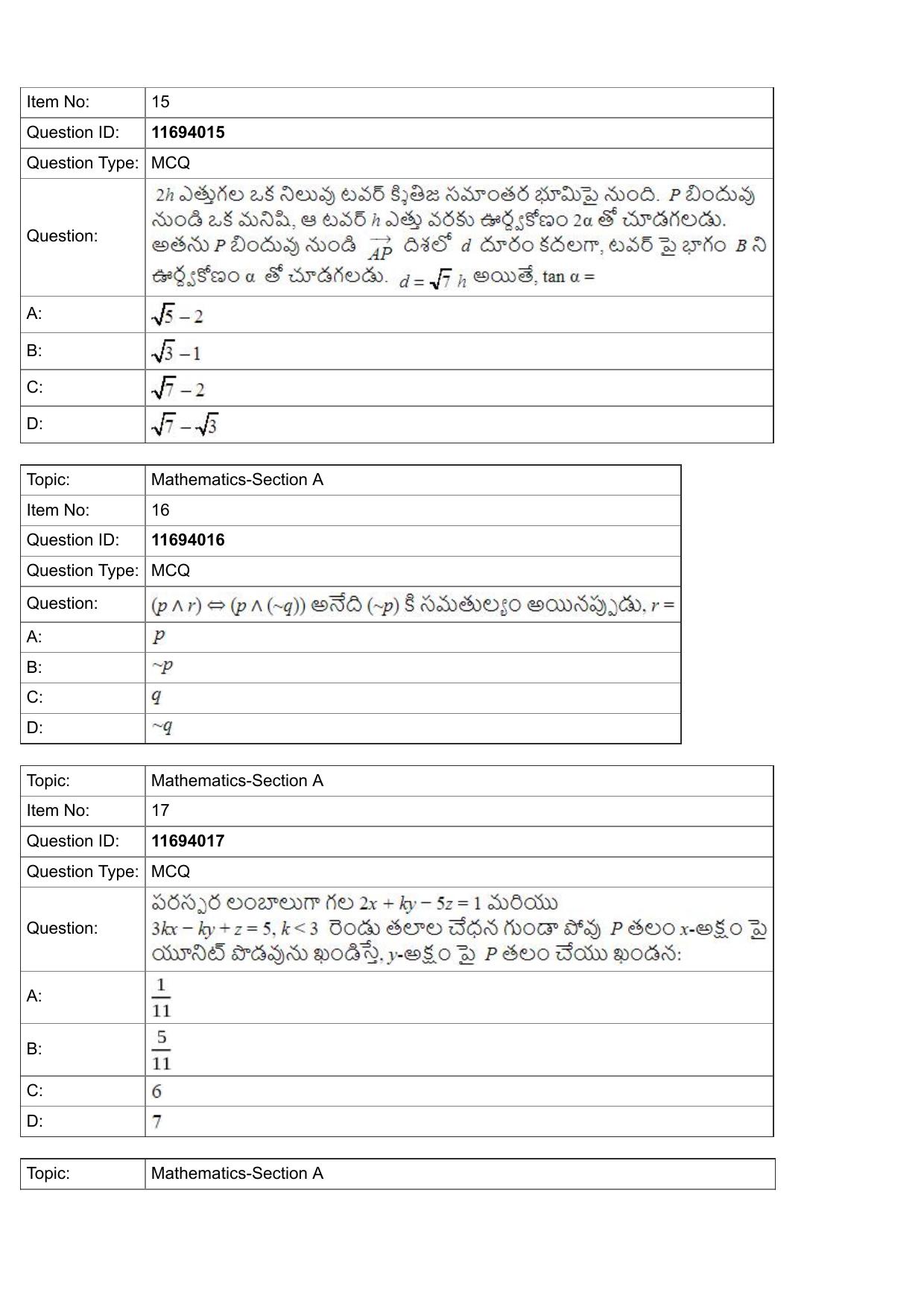 JEE Mains 2022: BTech Telugu (Shift 1) 27-07-2022 Question Paper - Page 6