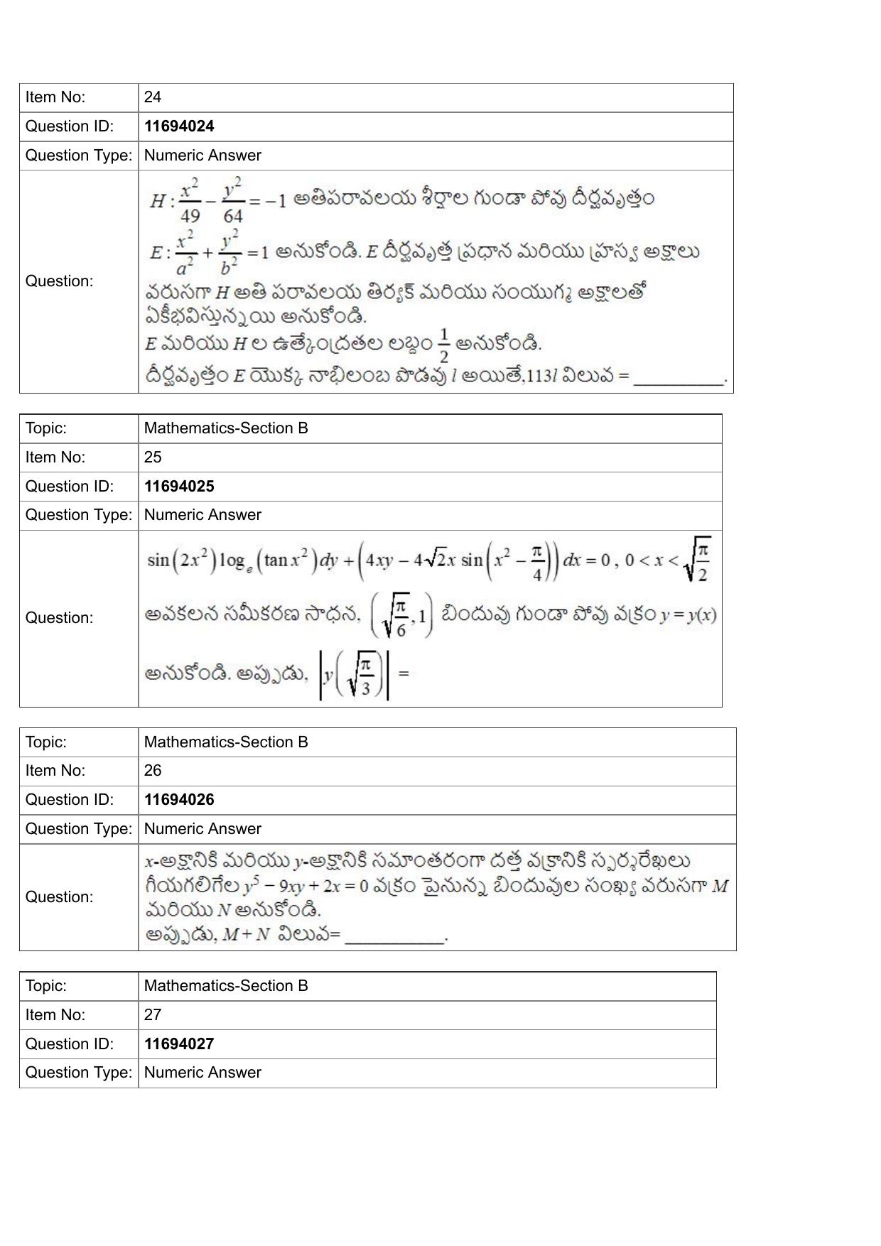 JEE Mains 2022: BTech Telugu (Shift 1) 27-07-2022 Question Paper - Page 9