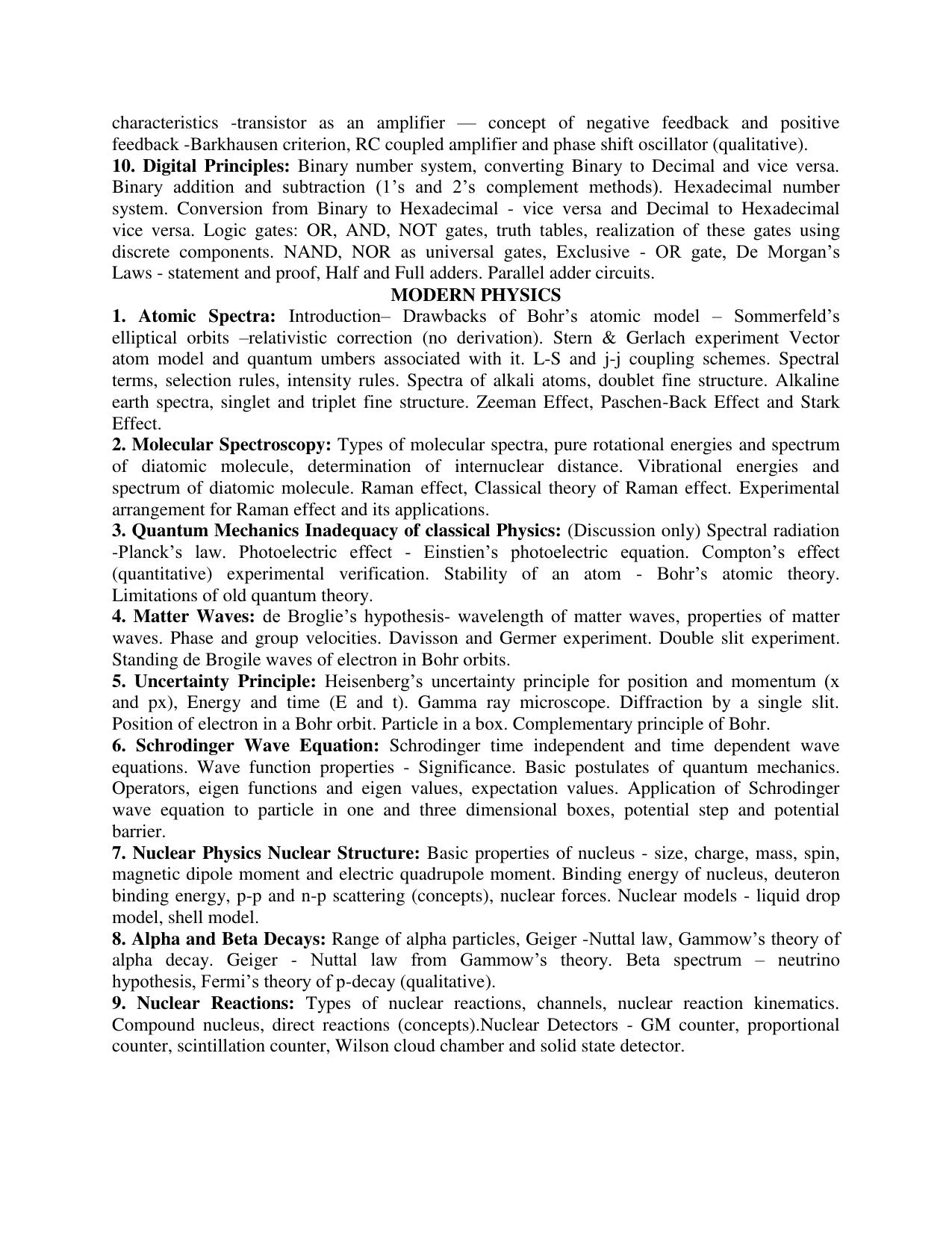 AP PGCET PHYSICAL SCIENCES Syllabus - Page 2