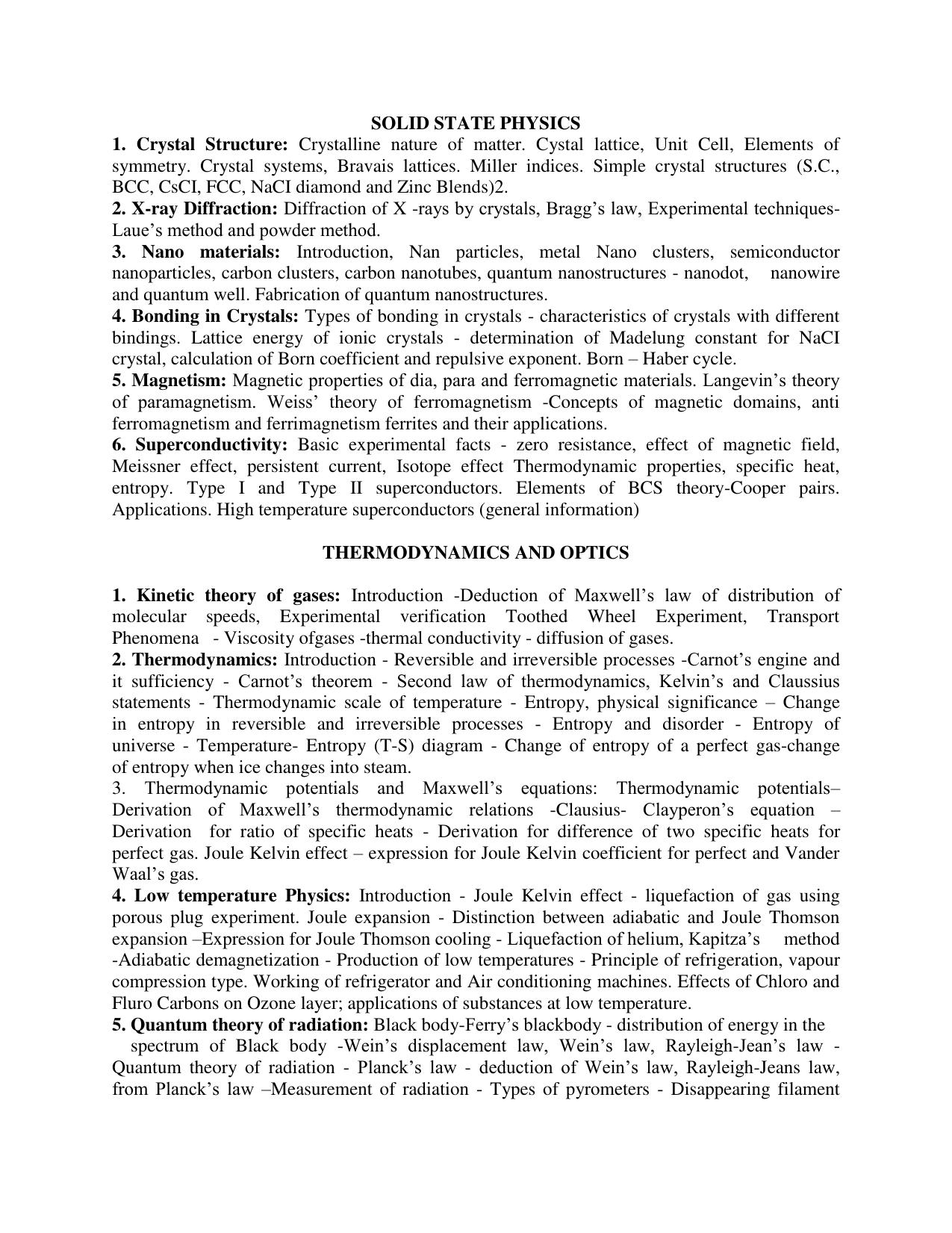 AP PGCET PHYSICAL SCIENCES Syllabus - Page 3
