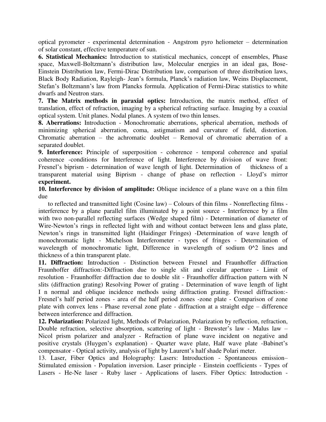 AP PGCET PHYSICAL SCIENCES Syllabus - Page 4