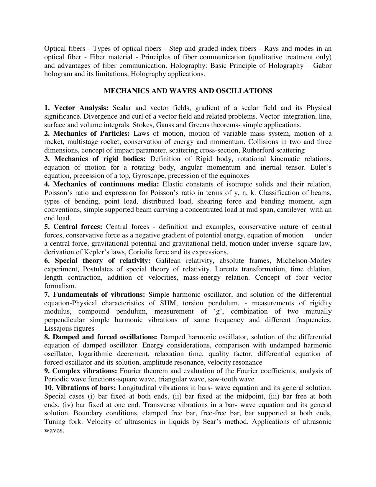 AP PGCET PHYSICAL SCIENCES Syllabus - Page 5