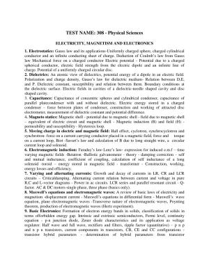 AP PGCET PHYSICAL SCIENCES Syllabus