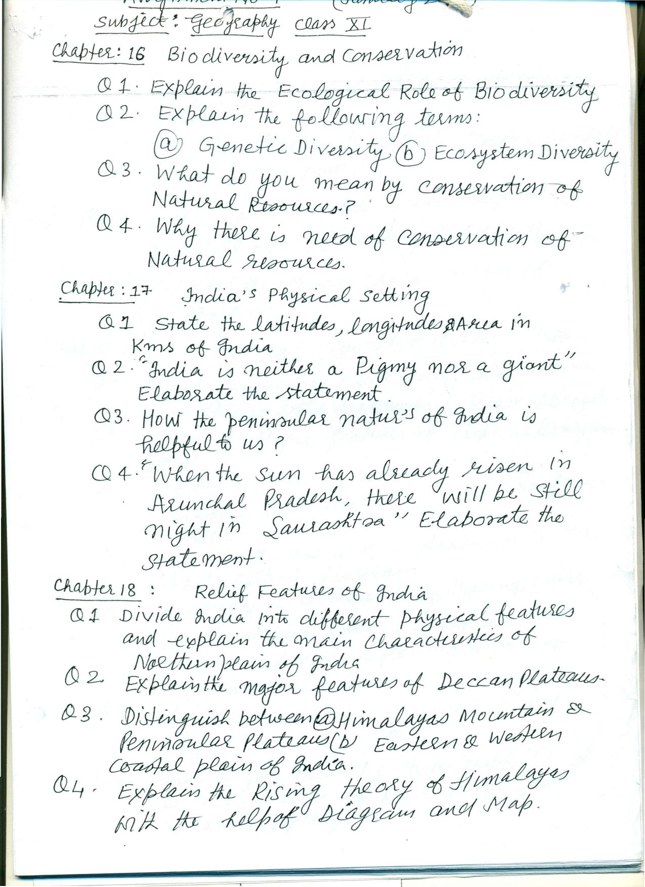 CBSE Worksheets for Class 11 Geography Assignment 8 - Page 1