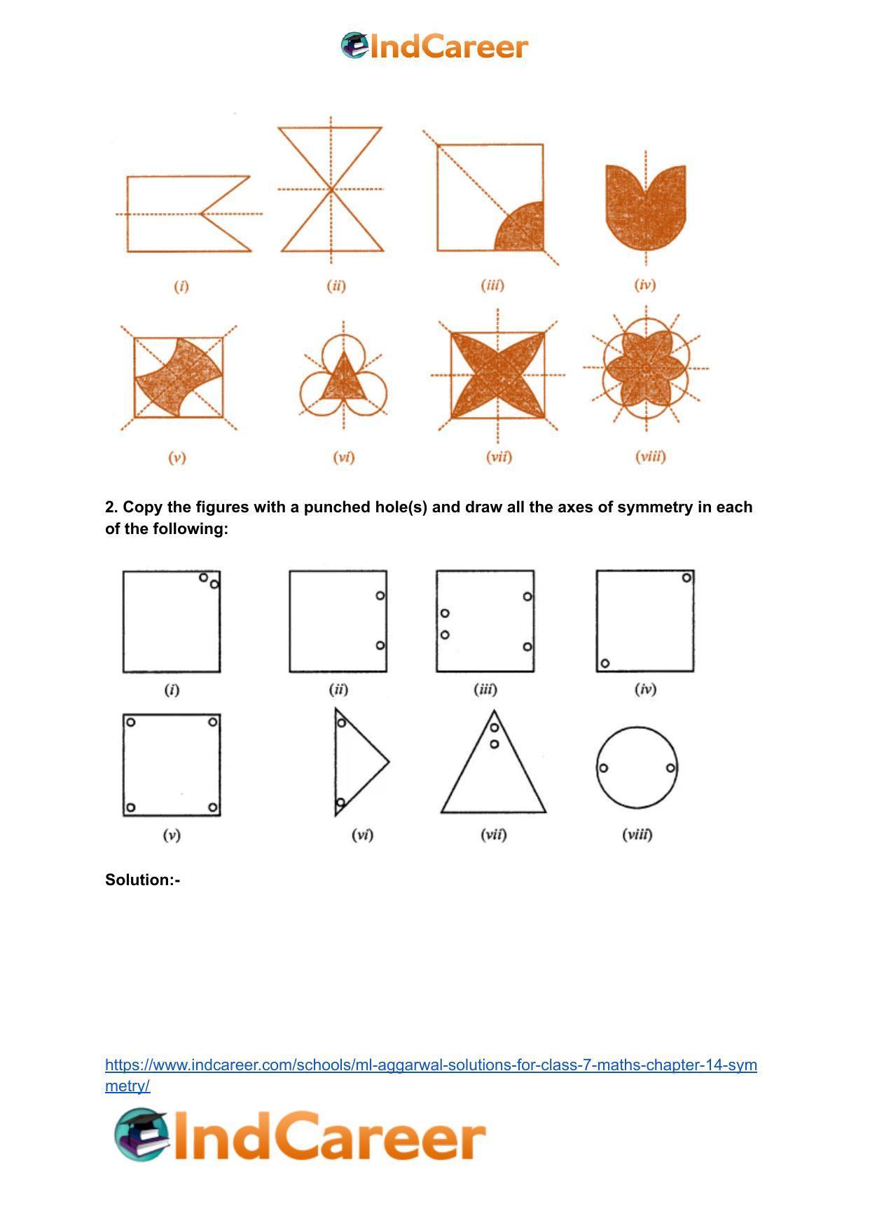 ML Aggarwal Solutions for Class 7 Maths Chapter 14- Symmetry - Page 3