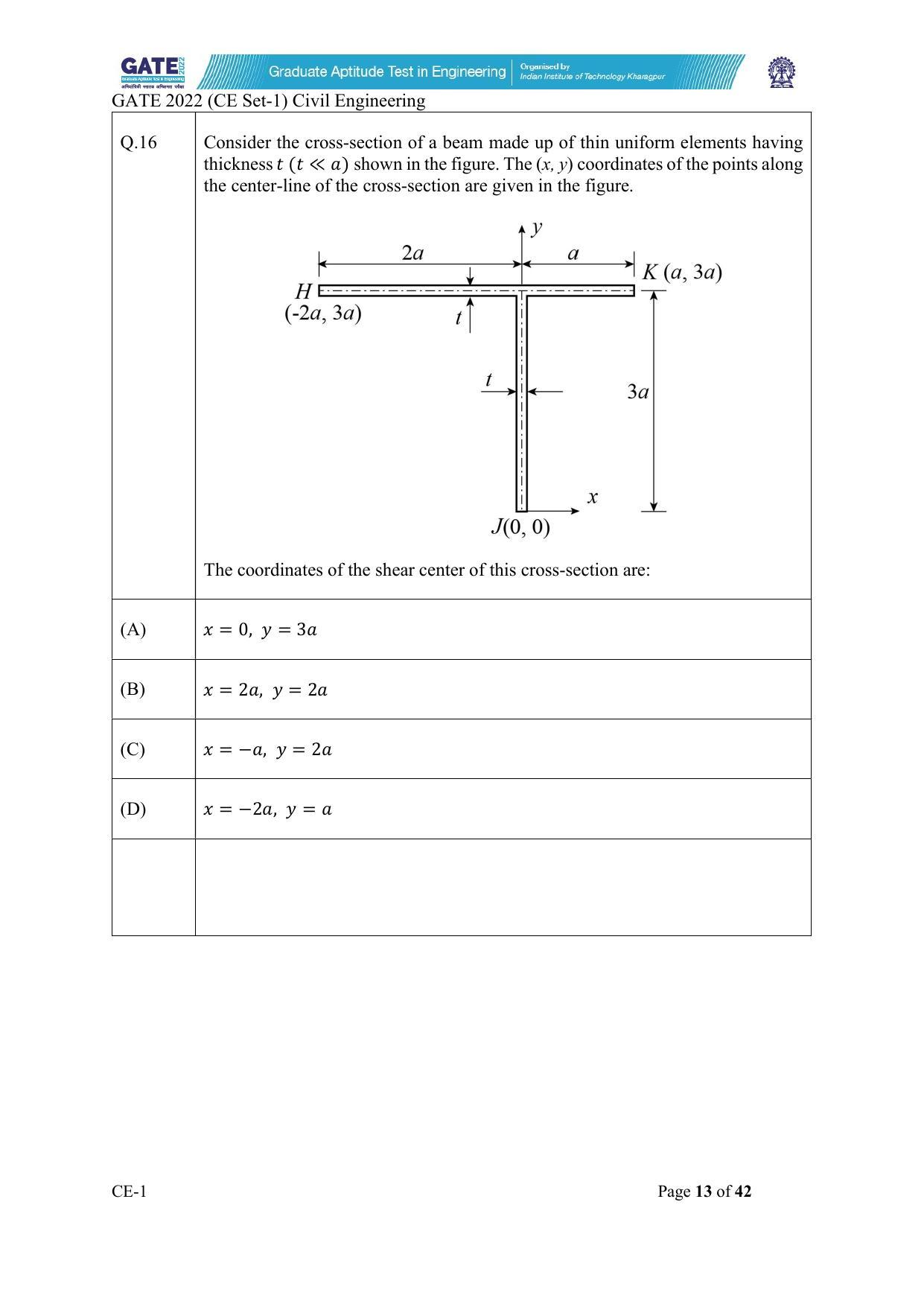 GATE 2022 Civil Engineering (CE) Question Paper - Page 14