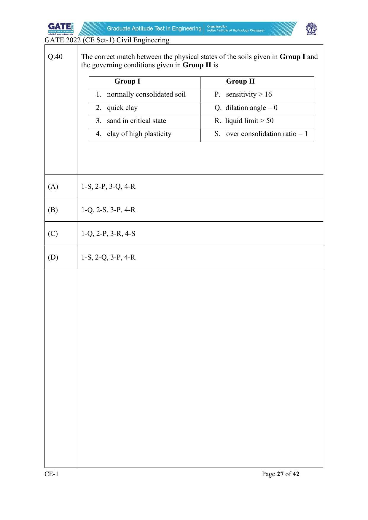 GATE 2022 Civil Engineering (CE) Question Paper - Page 28