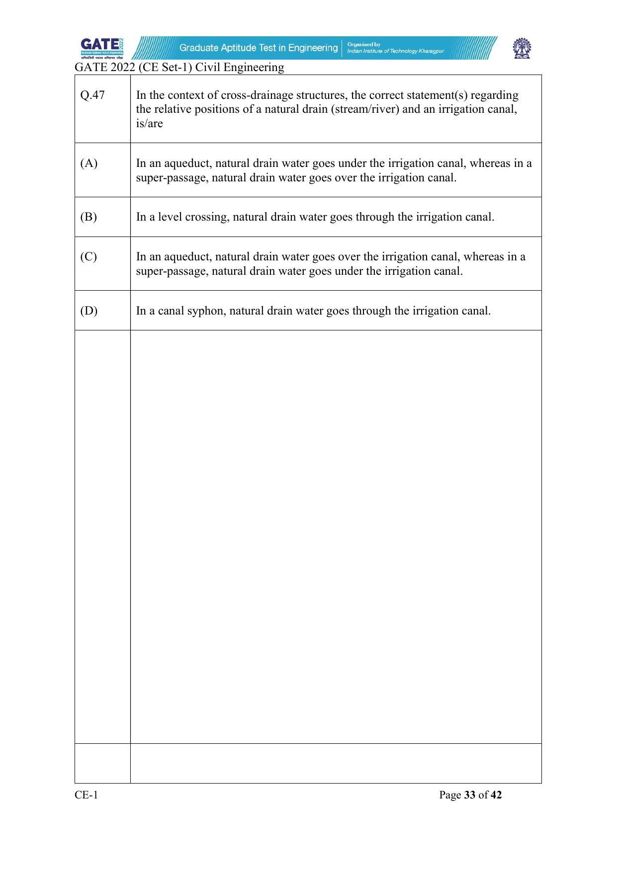 GATE 2022 Civil Engineering (CE) Question Paper - Page 34