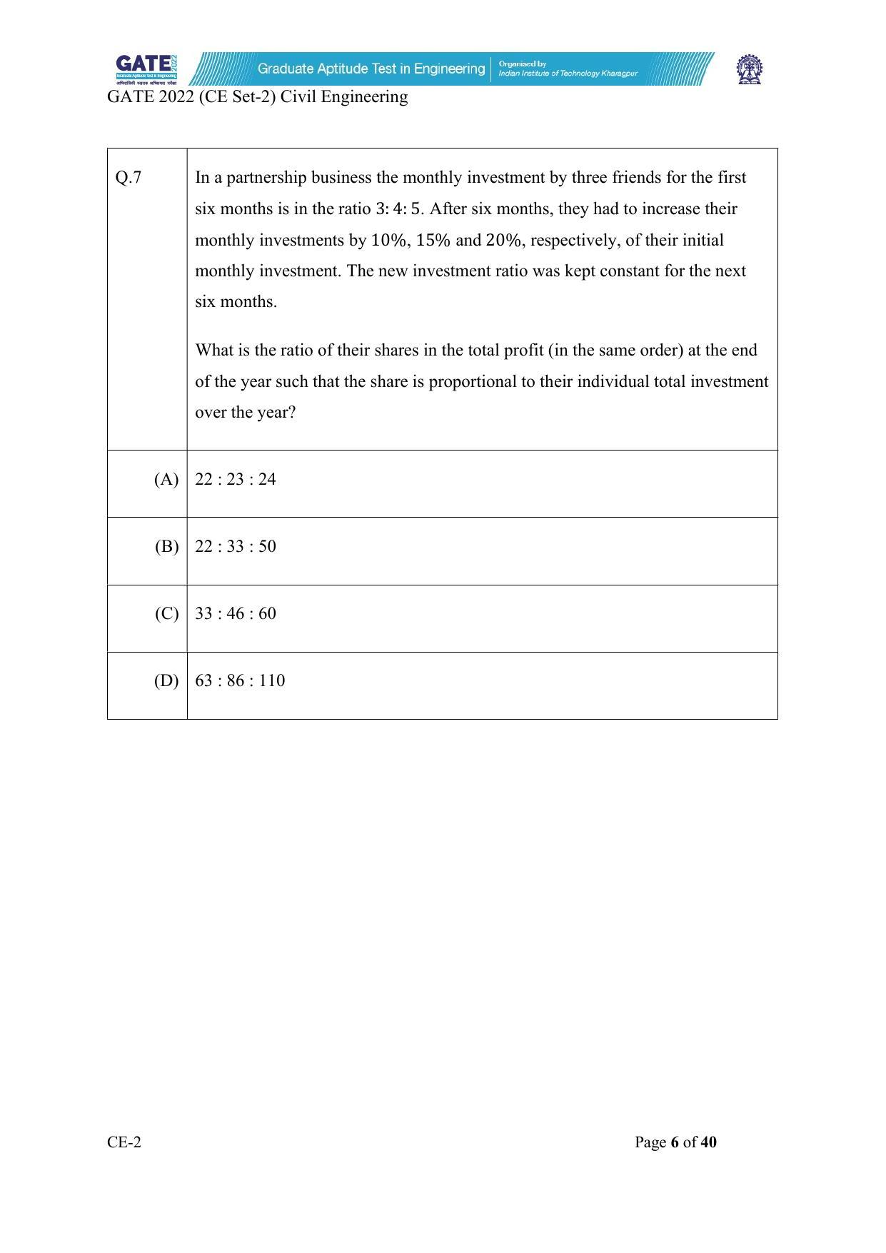 GATE 2022 Civil Engineering (CE) Question Paper - Page 52