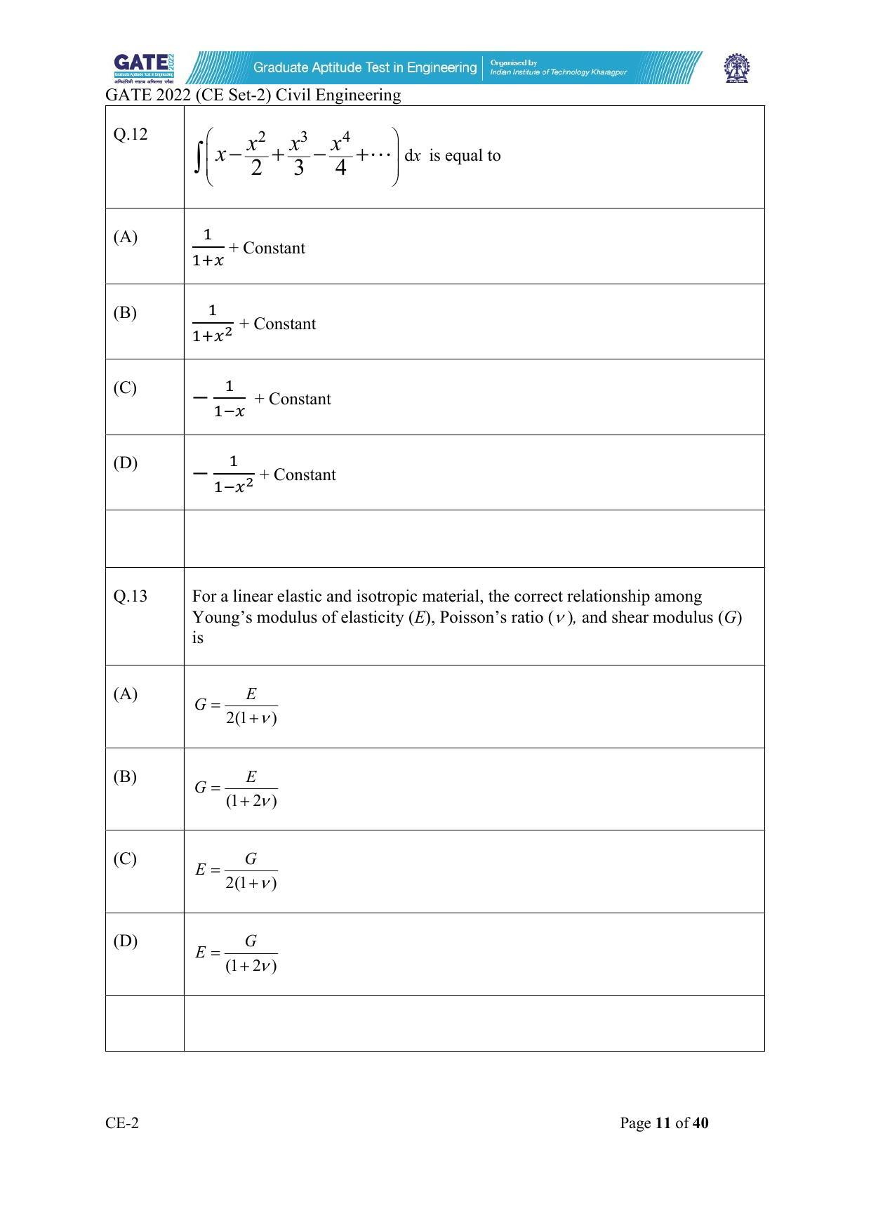 GATE 2022 Civil Engineering (CE) Question Paper - Page 57