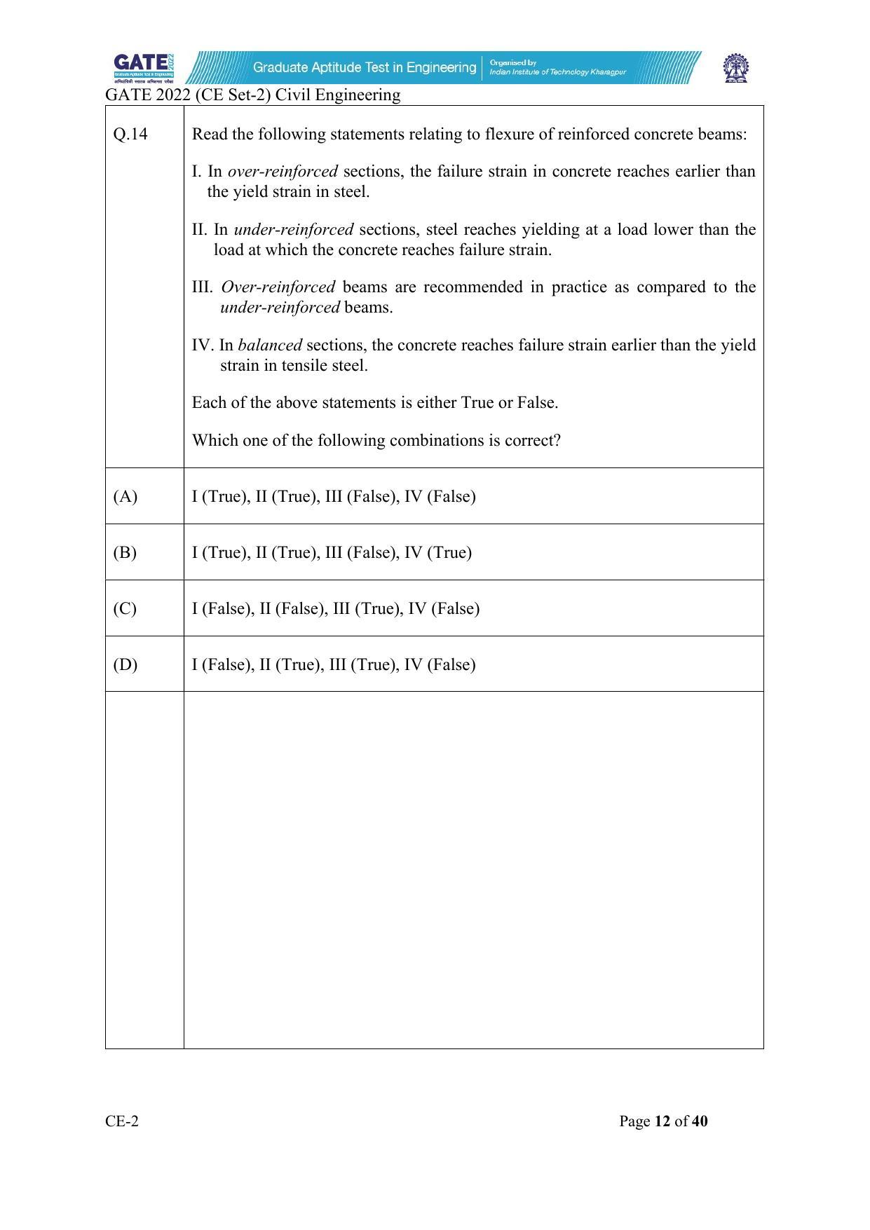 GATE 2022 Civil Engineering (CE) Question Paper - Page 58