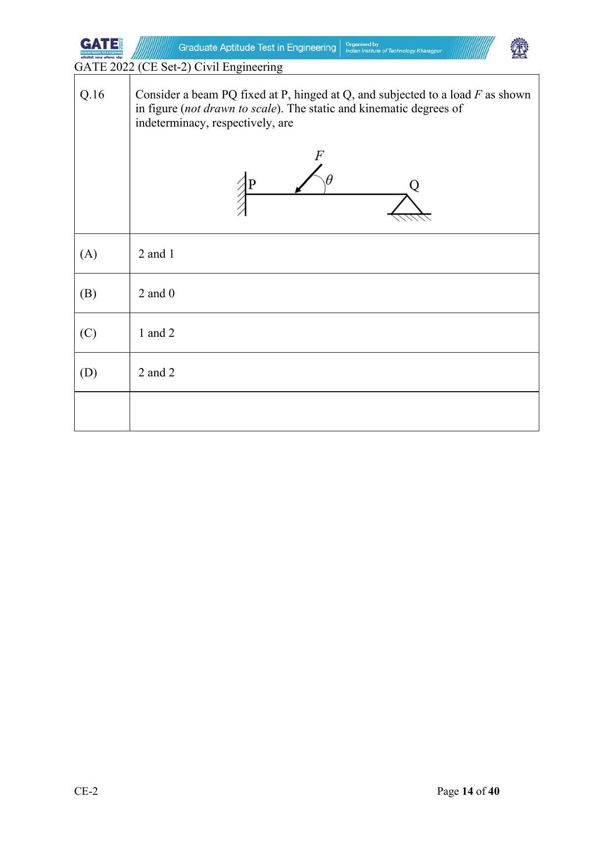 GATE 2022 Civil Engineering (CE) Question Paper - Page 60