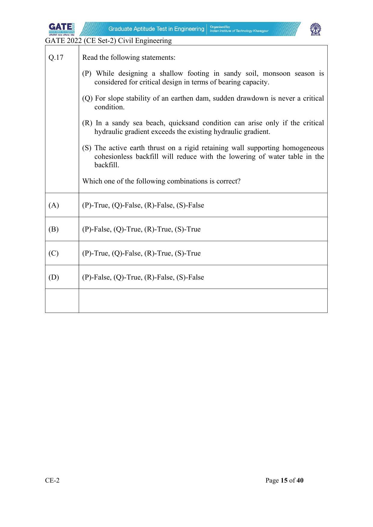 GATE 2022 Civil Engineering (CE) Question Paper - Page 61