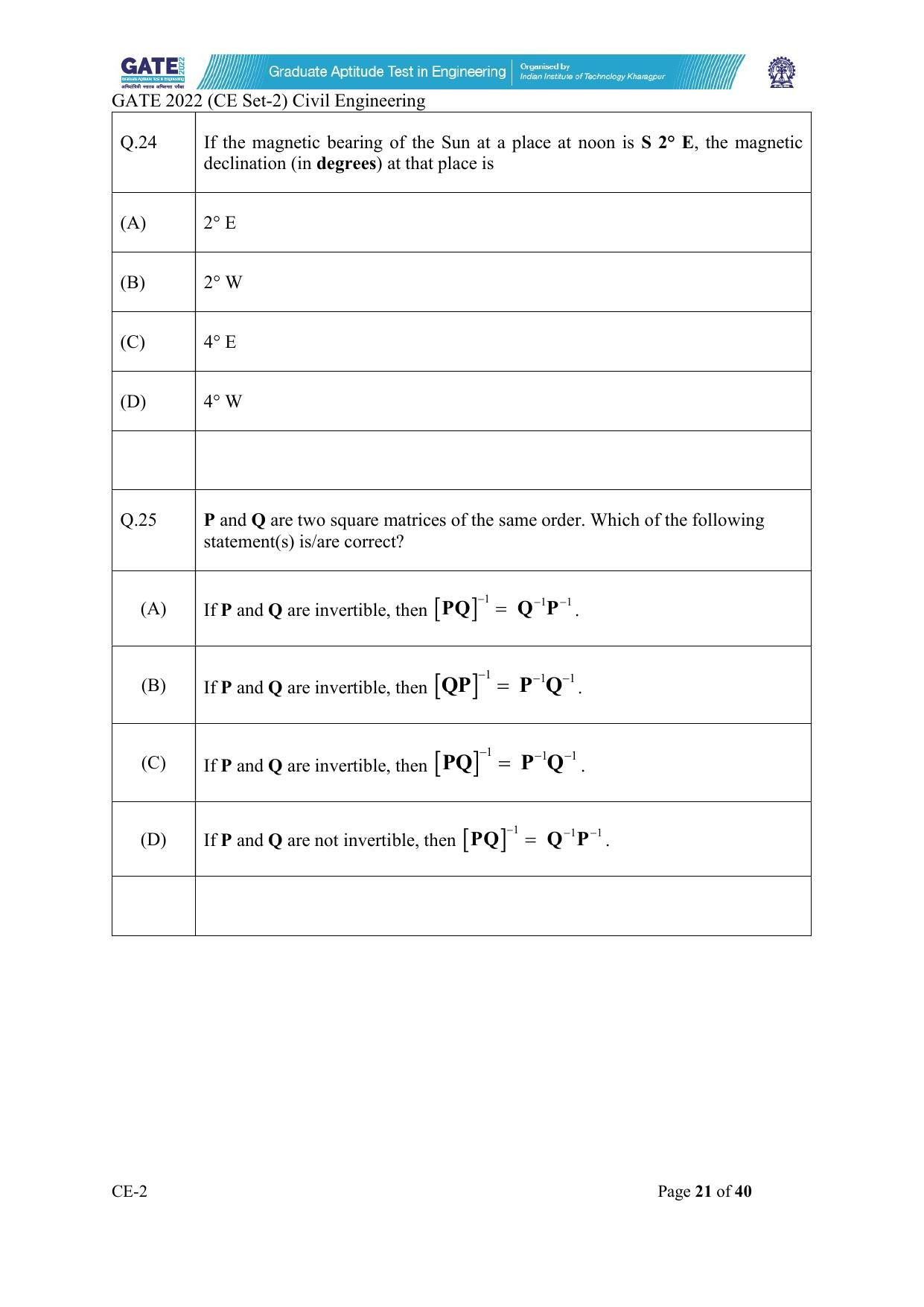 GATE 2022 Civil Engineering (CE) Question Paper - Page 67