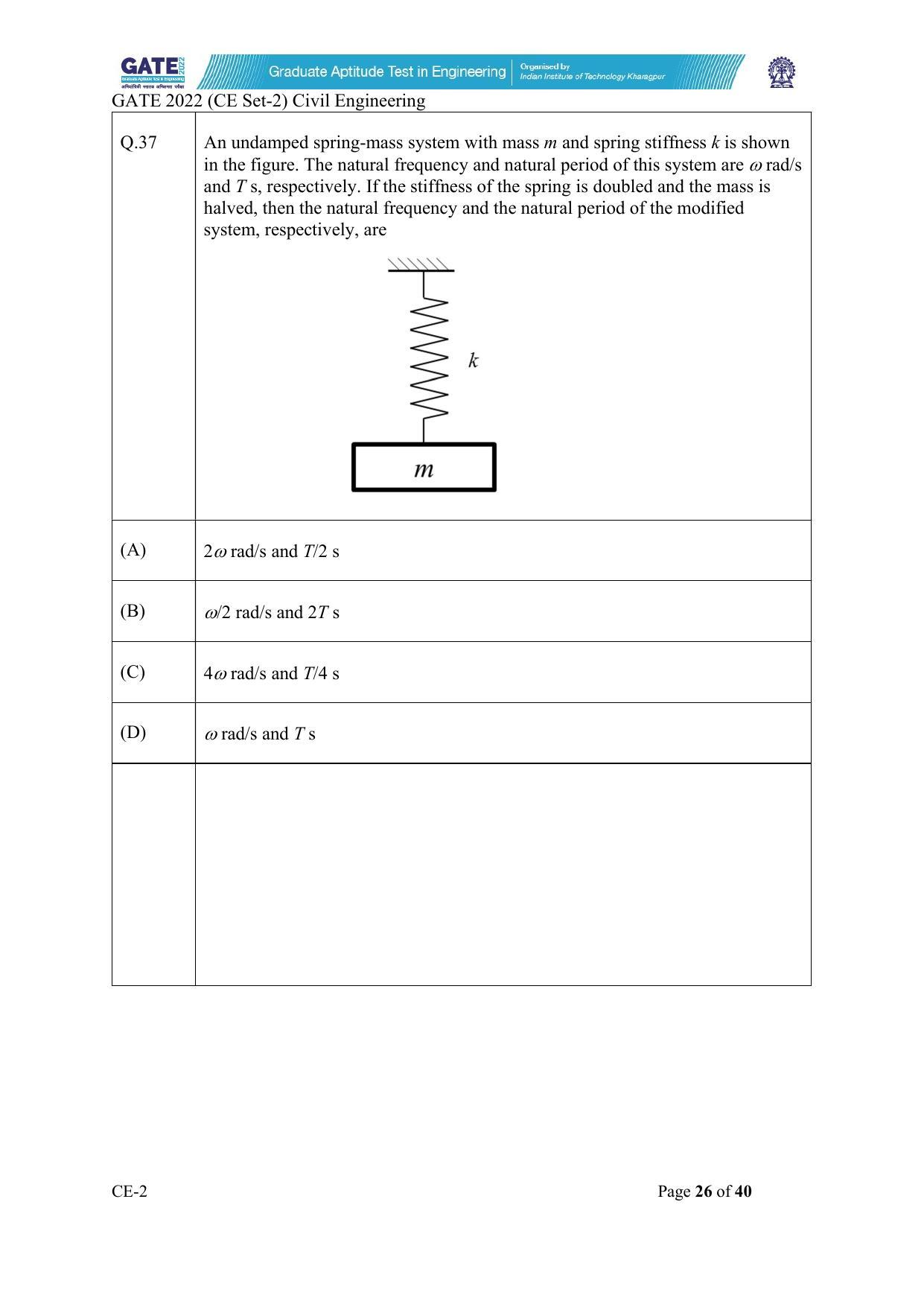 GATE 2022 Civil Engineering (CE) Question Paper - Page 72